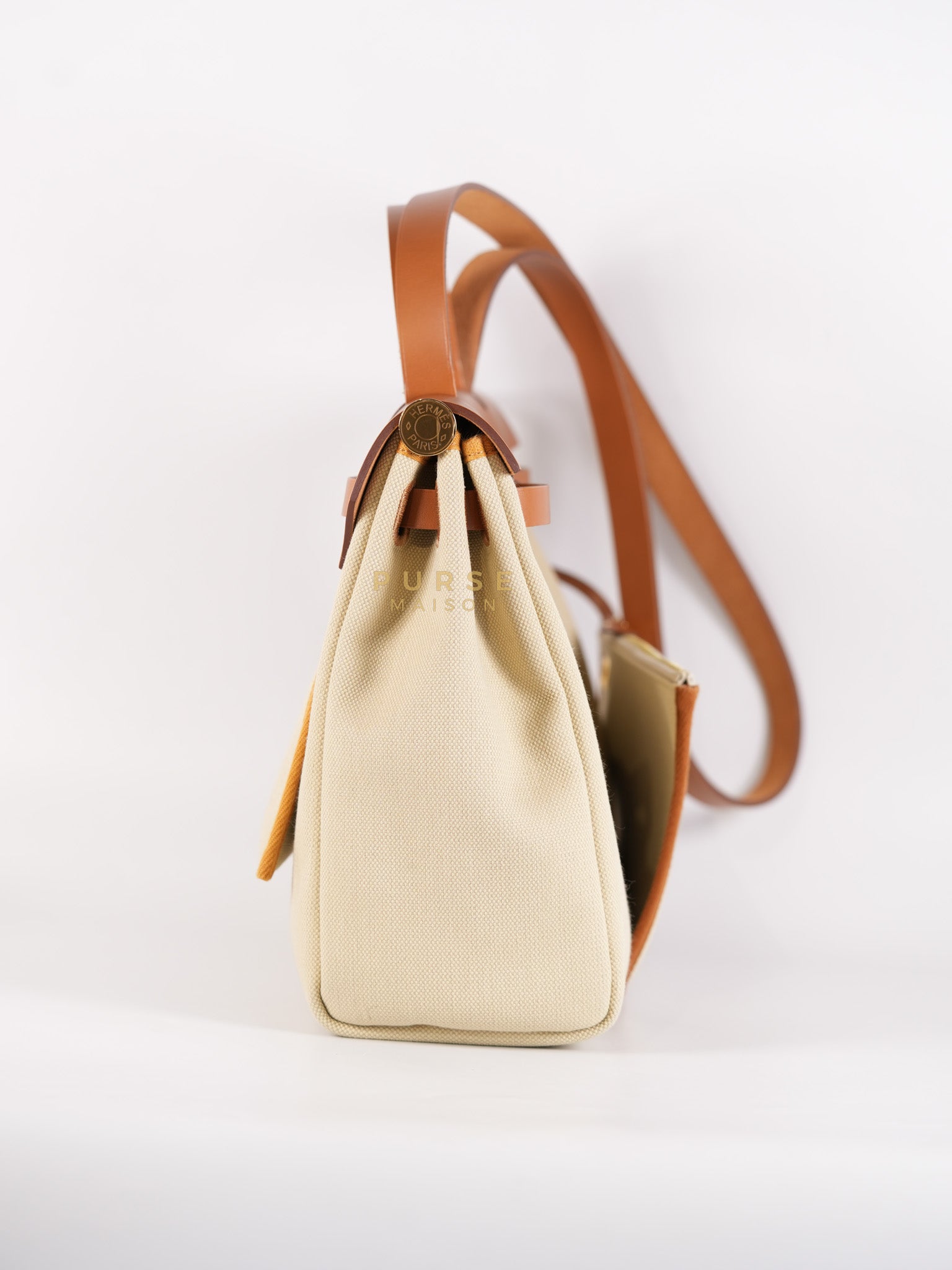 Herbag Zip 31 in Toile militaries/Vache Hunter Beton/Fauve & Gold Hardware Stamp U (2022) | Purse Maison Luxury Bags Shop