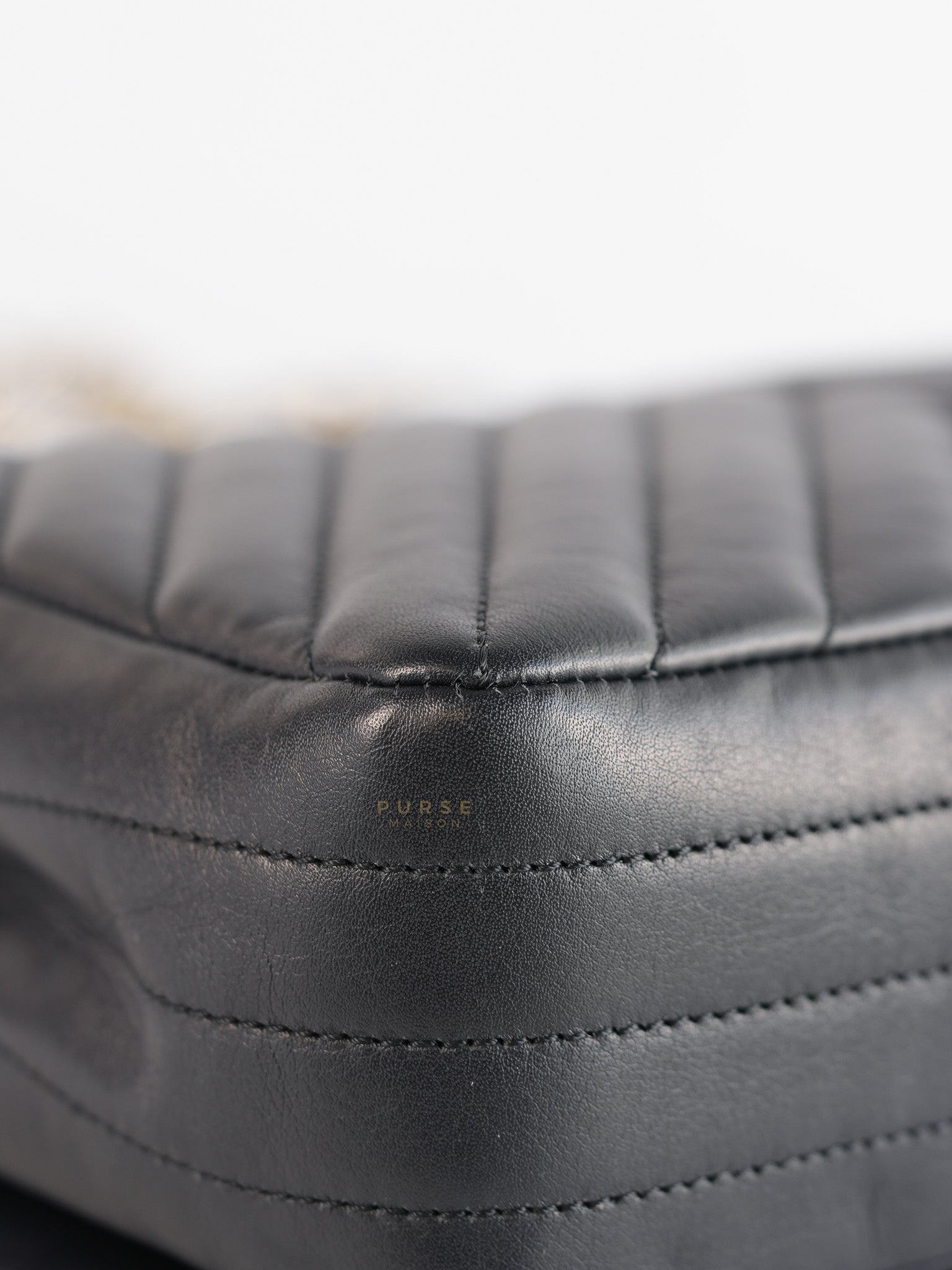 Statement Flap Medium in Navy Dark Blue Light Gold Hardware(Series 26) | Purse Maison Luxury Bags Shop