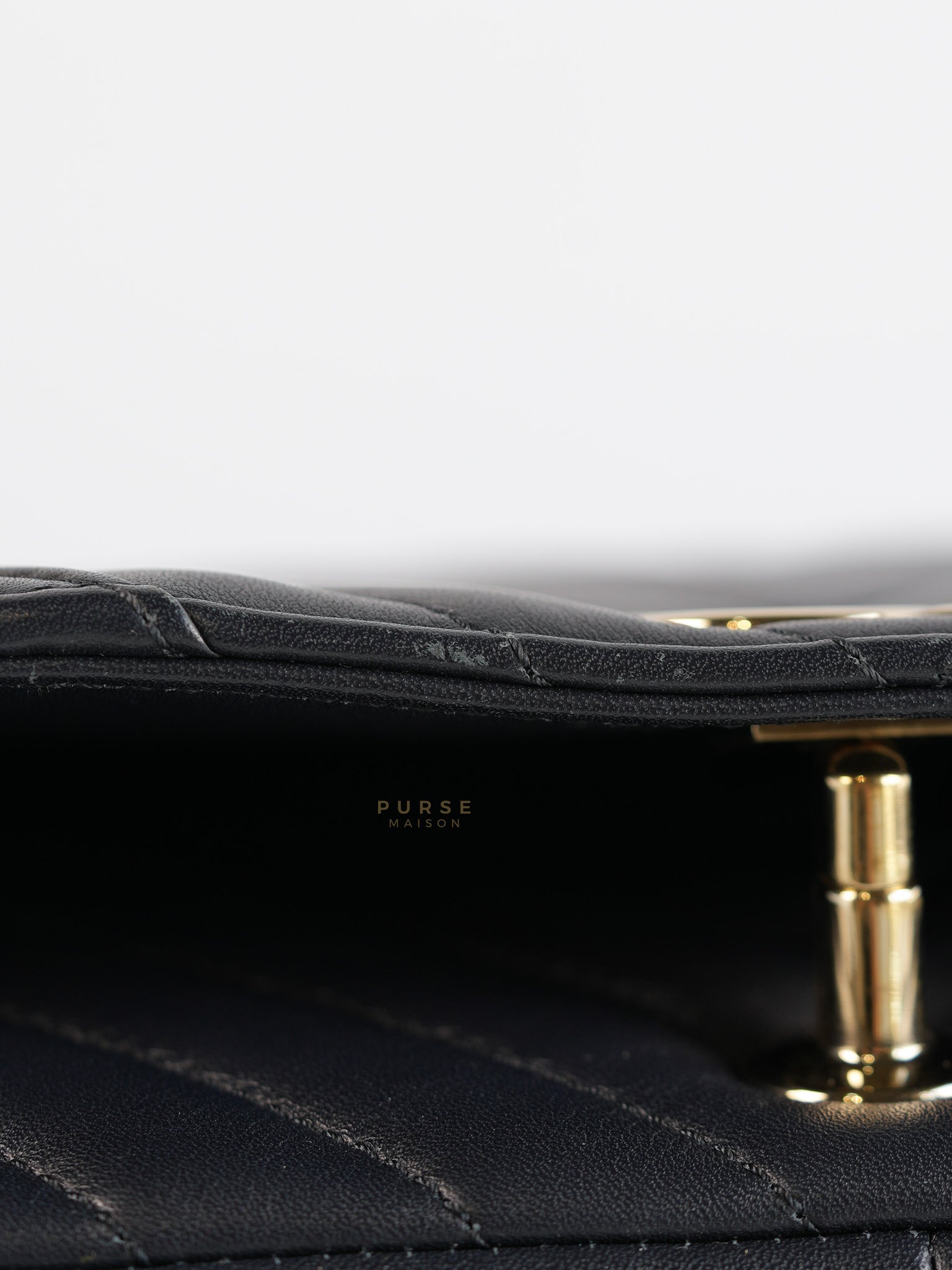Statement Flap Medium in Navy Dark Blue Light Gold Hardware(Series 26) | Purse Maison Luxury Bags Shop