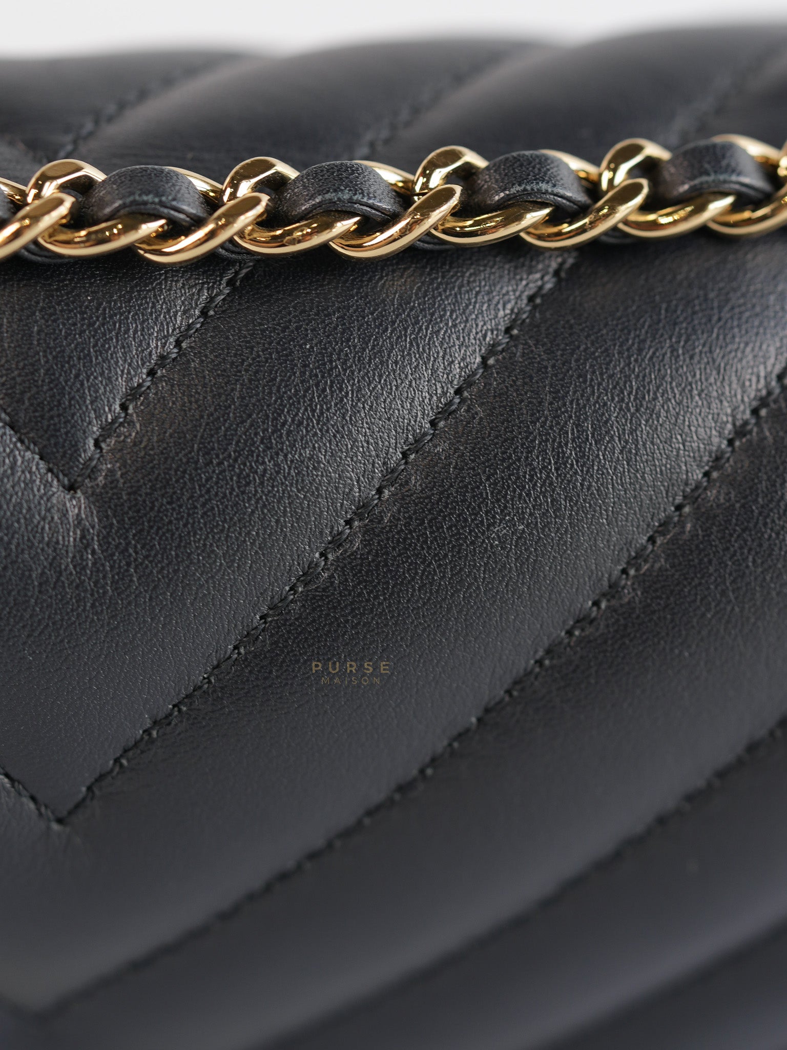 Statement Flap Medium in Navy Dark Blue Light Gold Hardware(Series 26) | Purse Maison Luxury Bags Shop