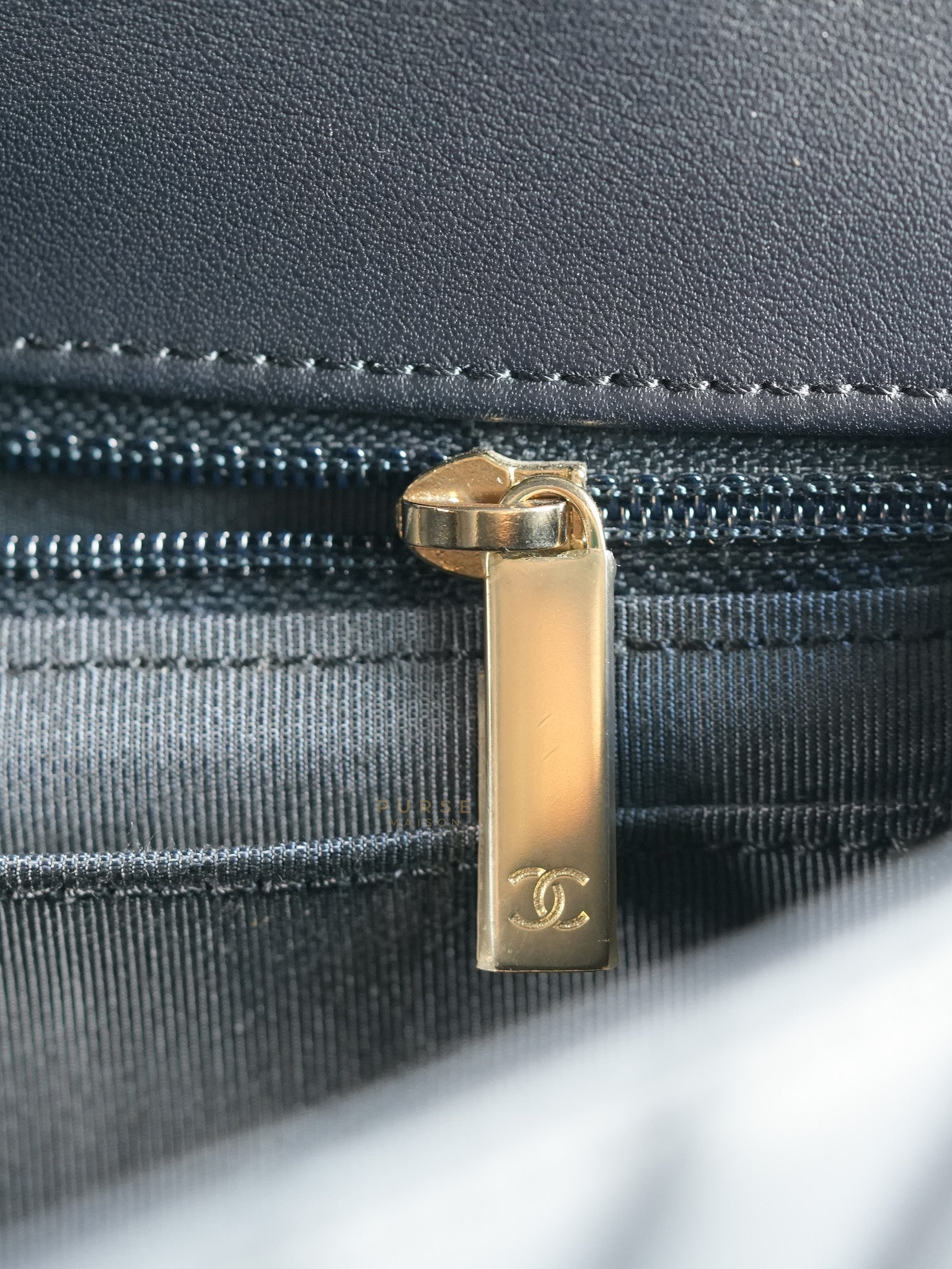 Statement Flap Medium in Navy Dark Blue Light Gold Hardware(Series 26) | Purse Maison Luxury Bags Shop