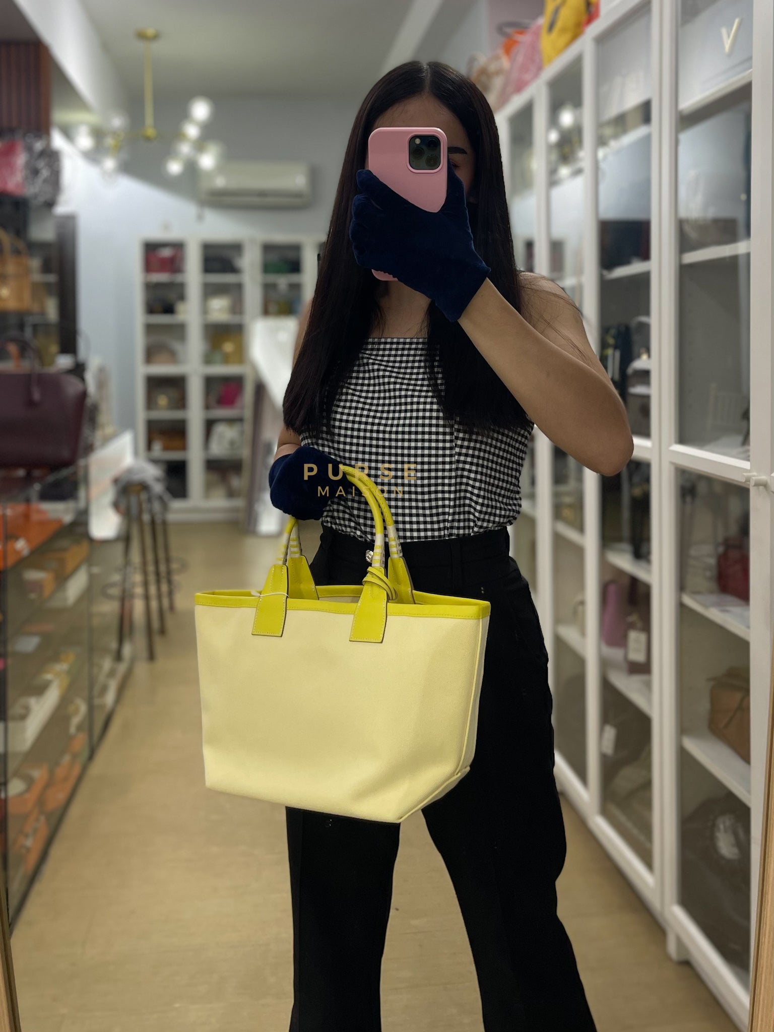 Steeple 25 in Yellow Toilash Vau Swift Leather Stamp U (2022) | Purse Maison Luxury Bags Shop