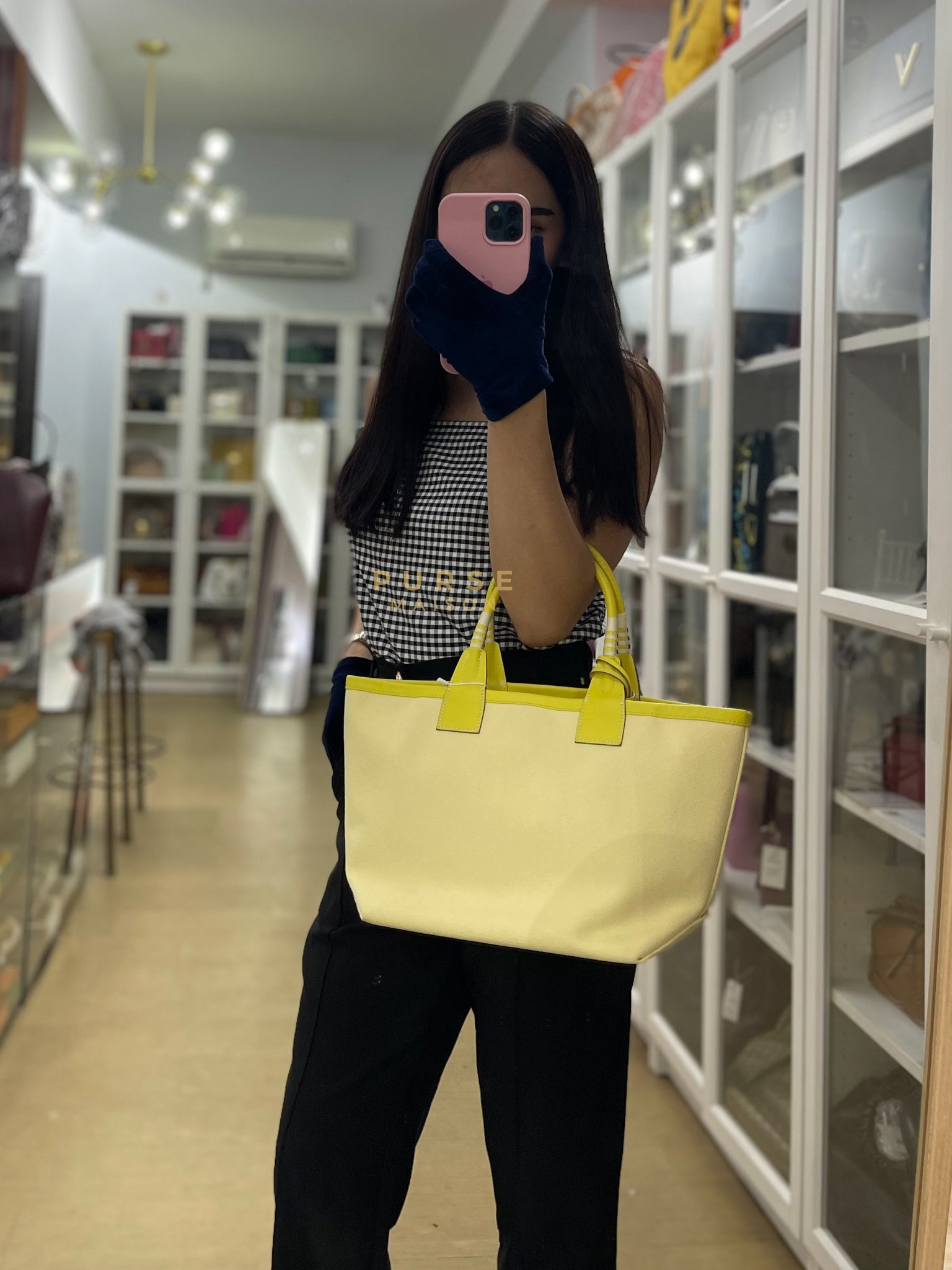 Steeple 25 in Yellow Toilash Vau Swift Leather Stamp U (2022) | Purse Maison Luxury Bags Shop