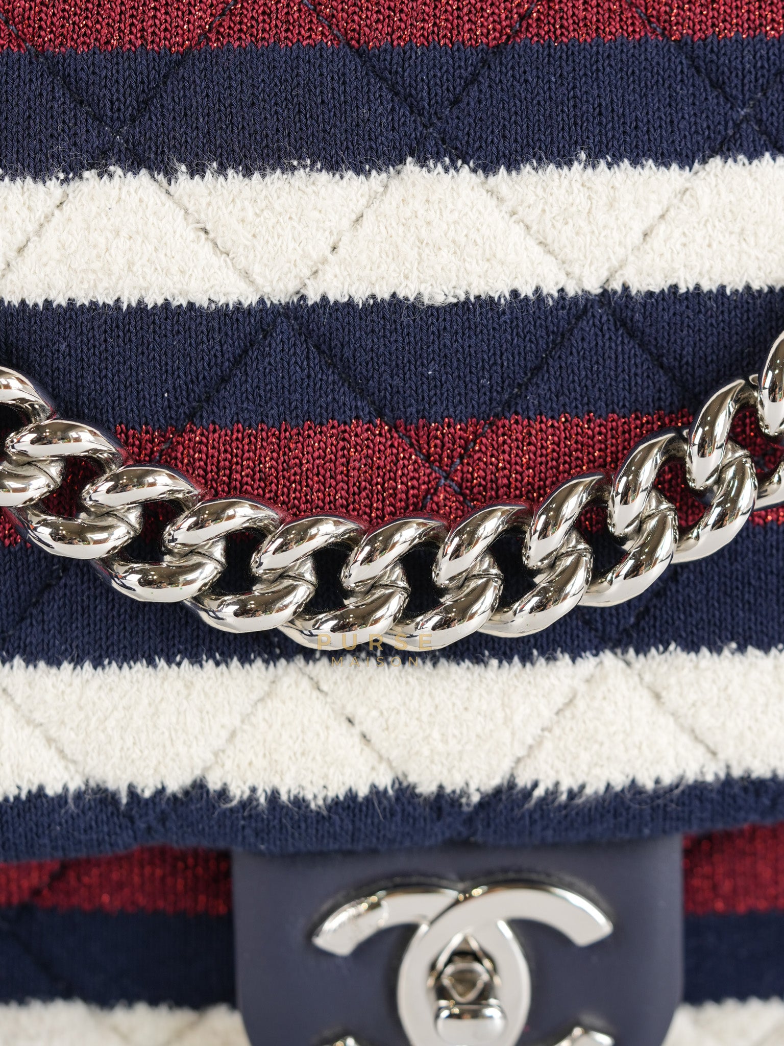 Stripe Flap Jumbo in Multicolor in Jersey Rope Silver Hardware Series 27 | Purse Maison Luxury Bags Shop