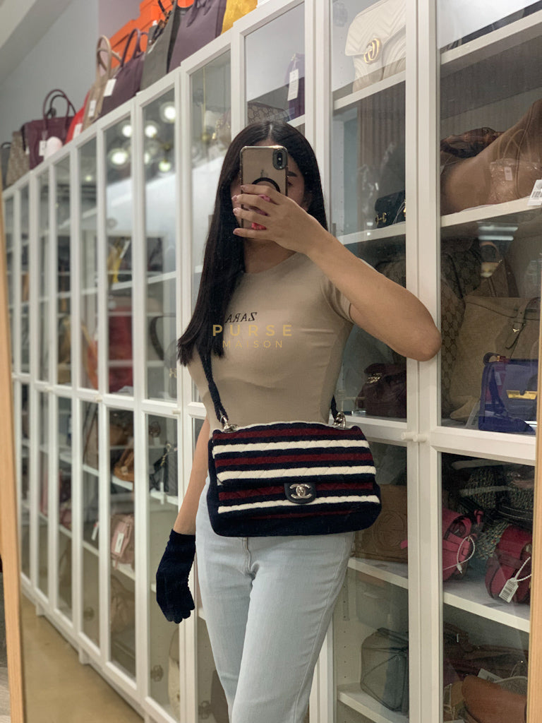 Stripe Flap Jumbo in Multicolor in Jersey Rope Silver Hardware Series 27 | Purse Maison Luxury Bags Shop