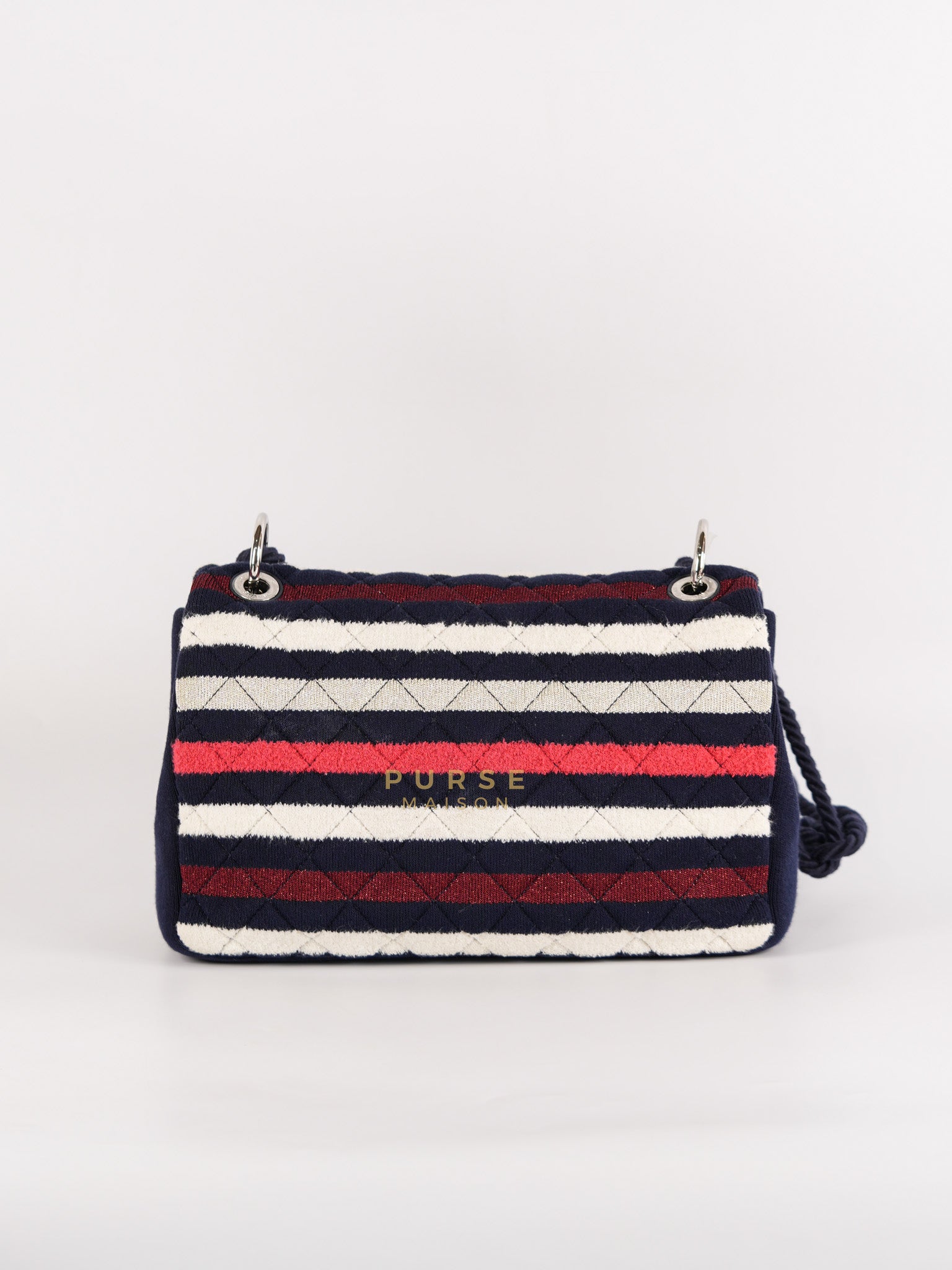 Stripe Flap Jumbo in Multicolor in Jersey Rope Silver Hardware Series 27 | Purse Maison Luxury Bags Shop
