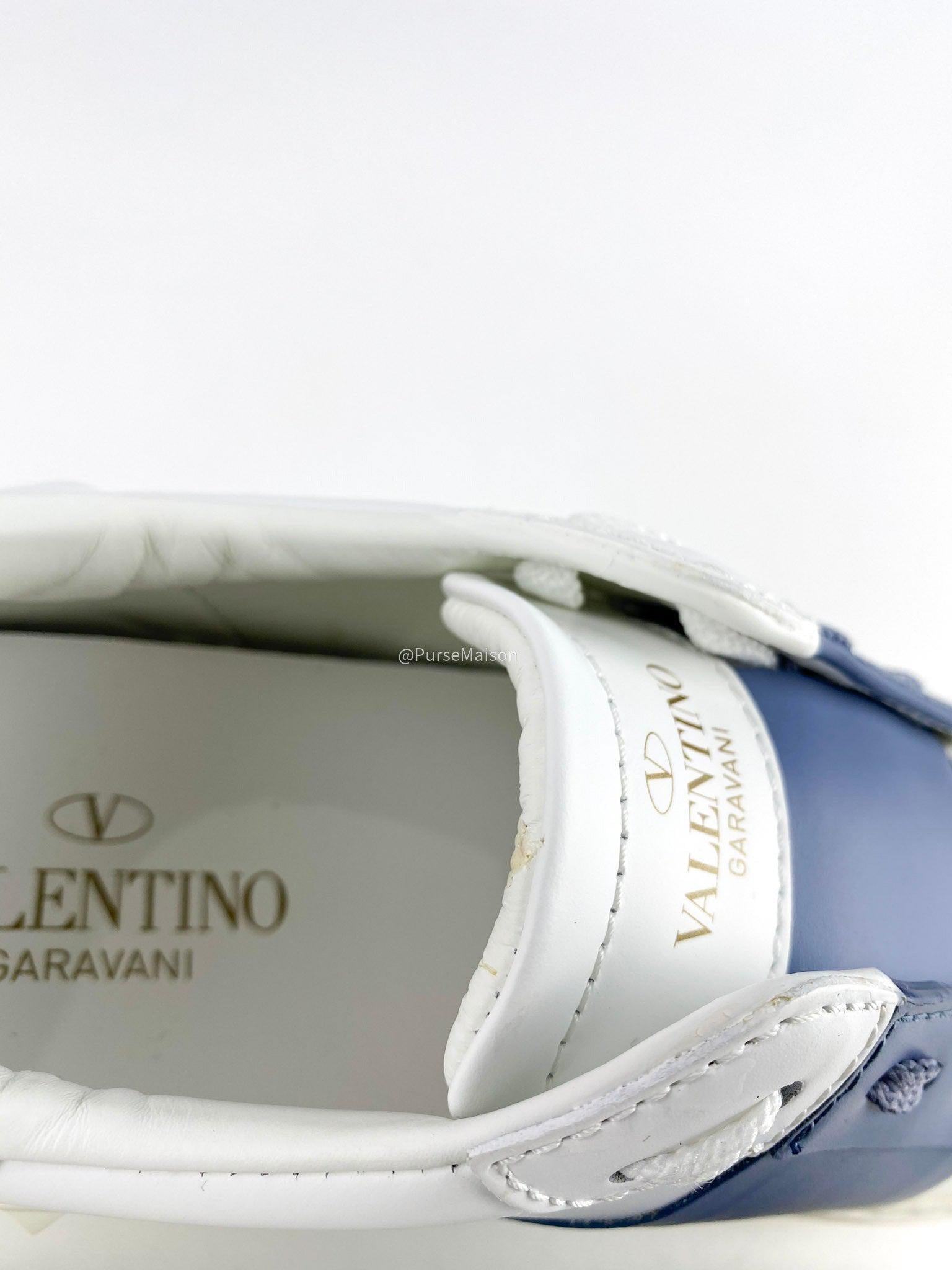 Valentino Garavani Stud Detailed Lace Up White/Blue Sneakers Size 37EU (24.5cm)