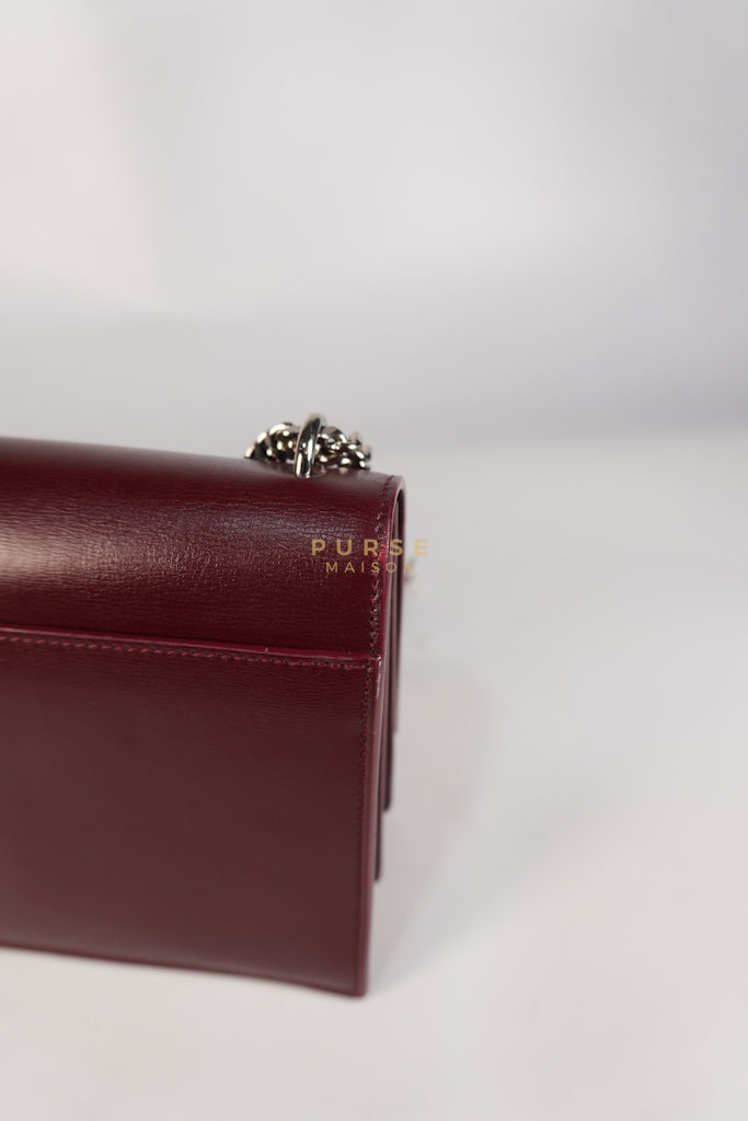 Sunset Bag Medium in Burgundy Paris Wine Leather & Silver Hardware | Purse Maison Luxury Bags Shop