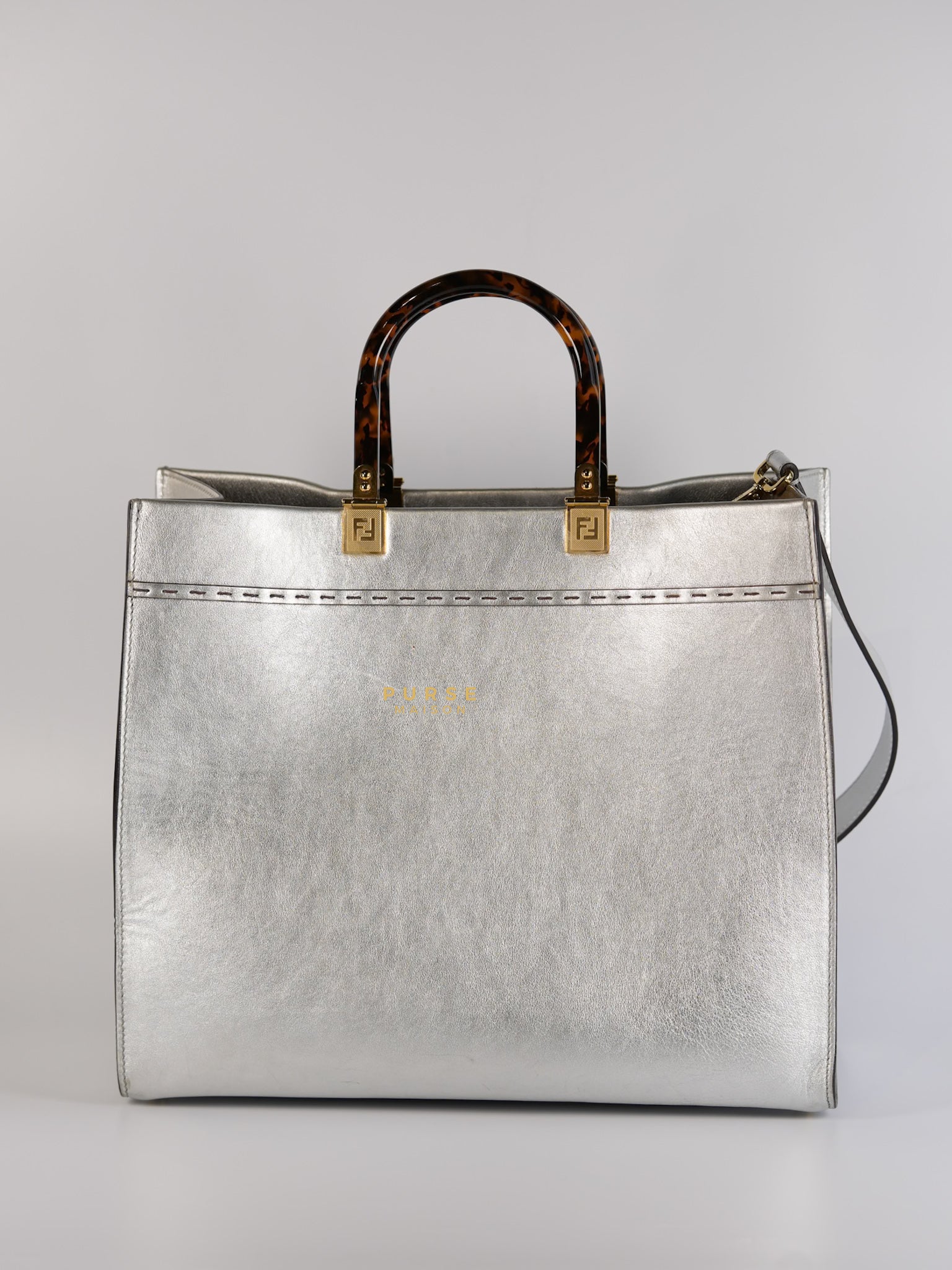 Sunshine Medium Catalan Mirror Scritta (Silvery) Tote Bag | Purse Maison Luxury Bags Shop