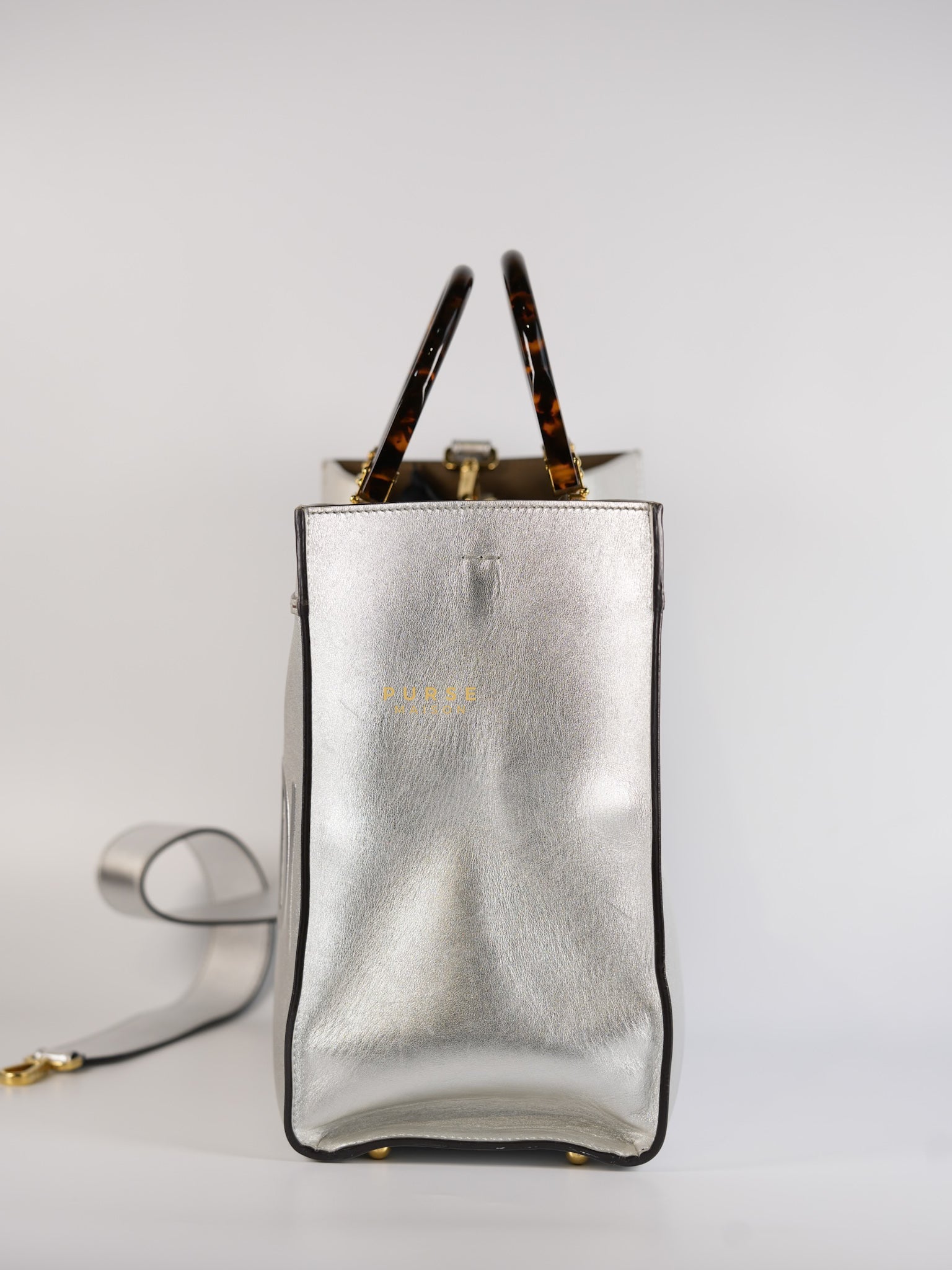 Sunshine Medium Catalan Mirror Scritta (Silvery) Tote Bag | Purse Maison Luxury Bags Shop