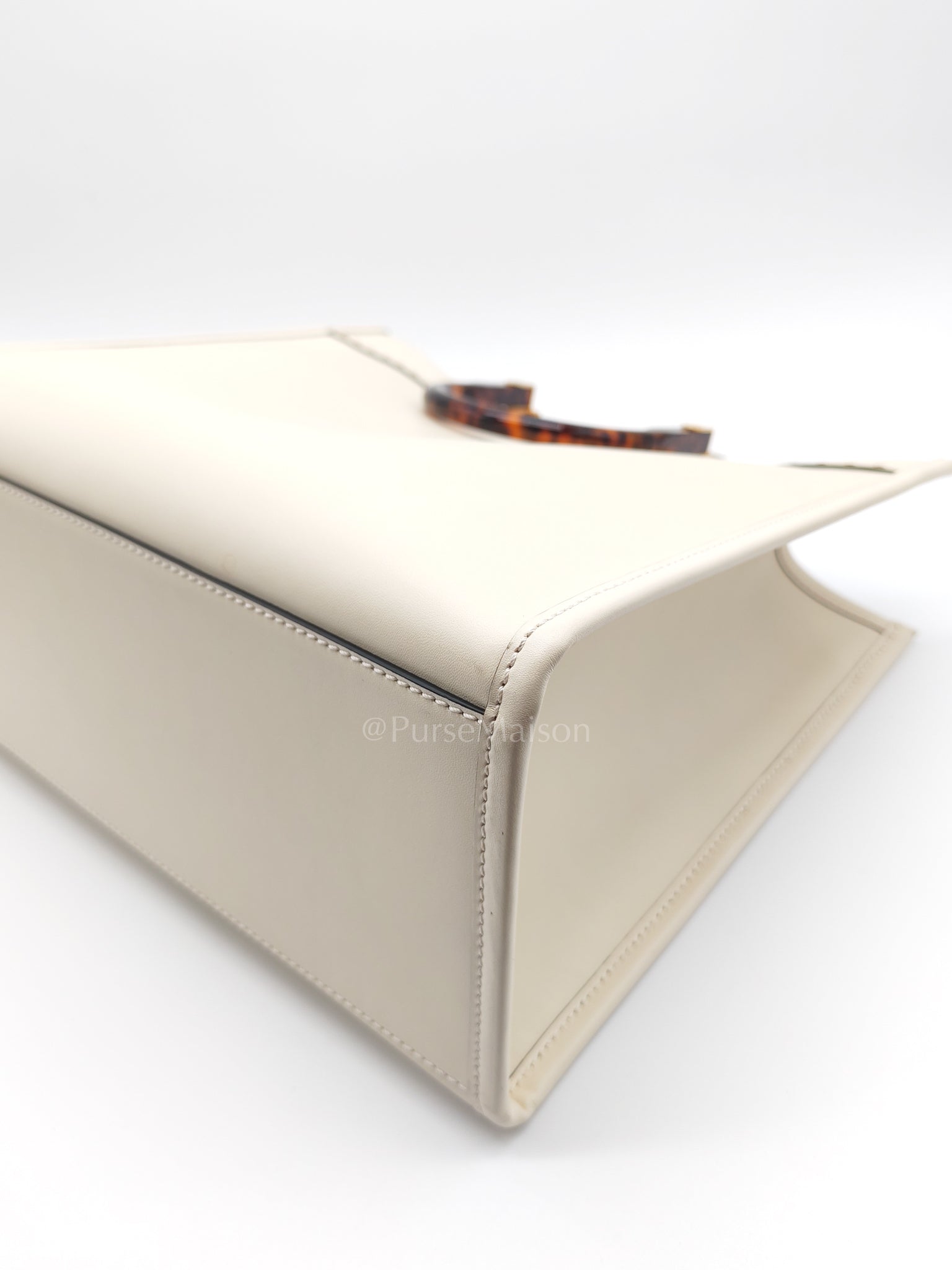 Sunshine Medium in White Smooth Calfskin Leather Tote Bag | Purse Maison Luxury Bags Shop