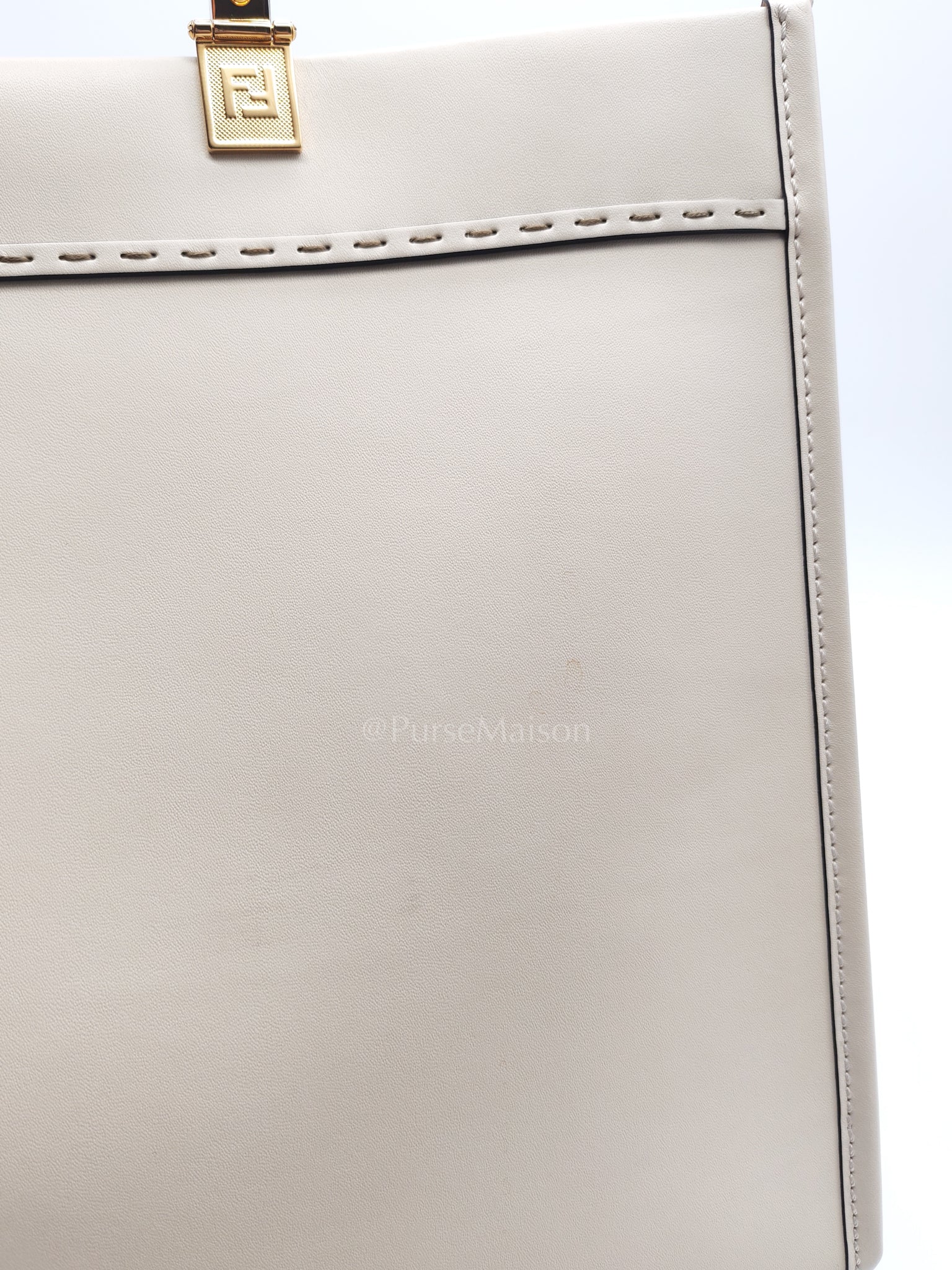 Sunshine Medium in White Smooth Calfskin Leather Tote Bag | Purse Maison Luxury Bags Shop
