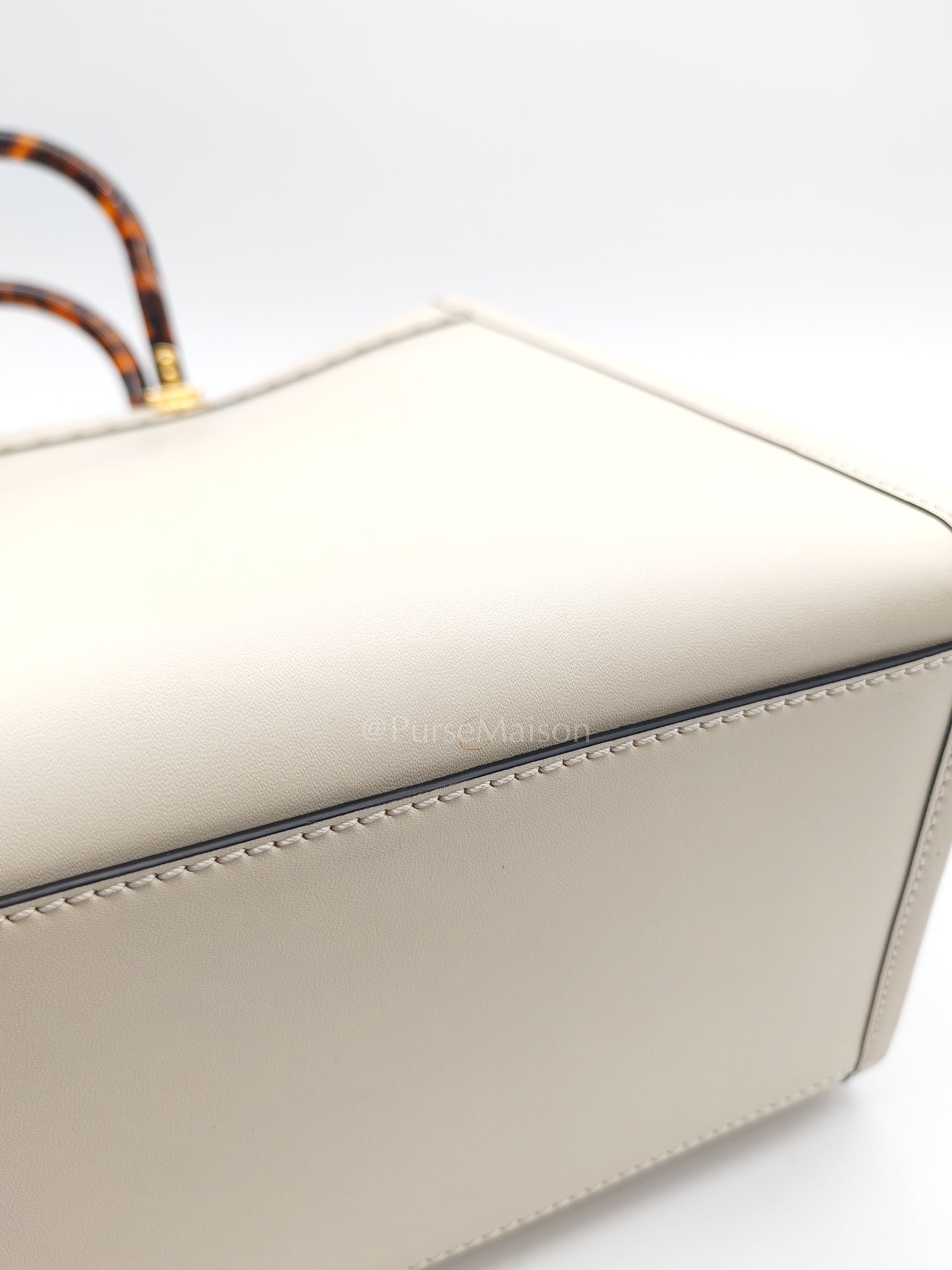 Sunshine Medium in White Smooth Calfskin Leather Tote Bag | Purse Maison Luxury Bags Shop