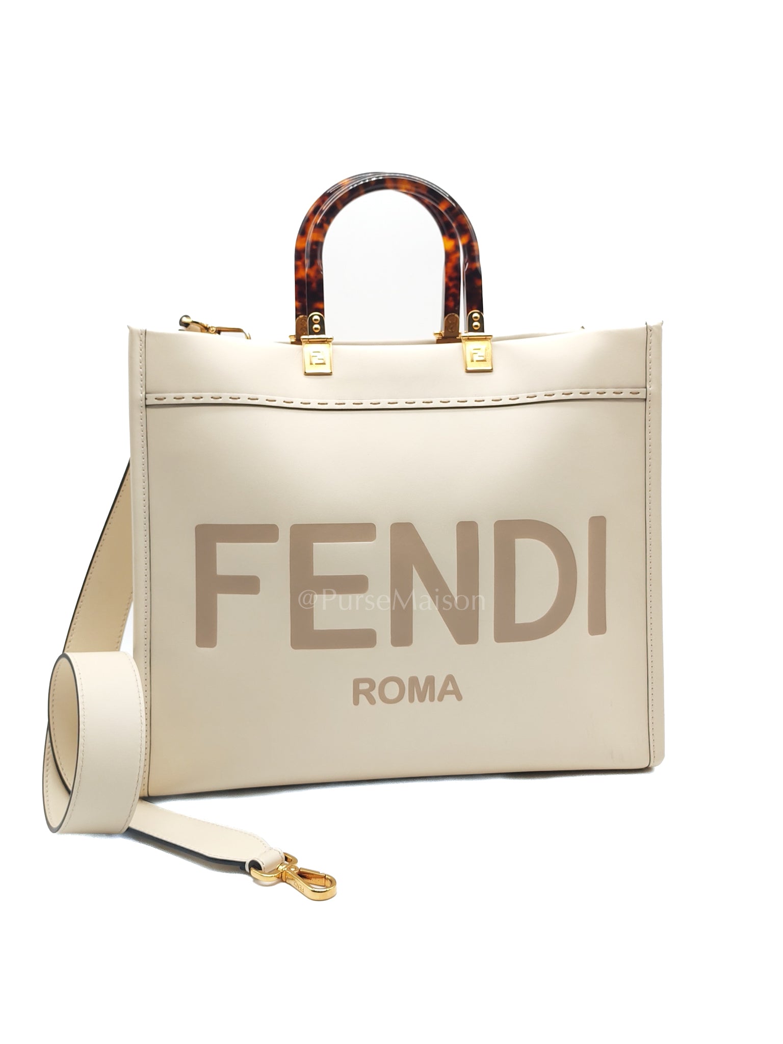 Sunshine Medium in White Smooth Calfskin Leather Tote Bag | Purse Maison Luxury Bags Shop