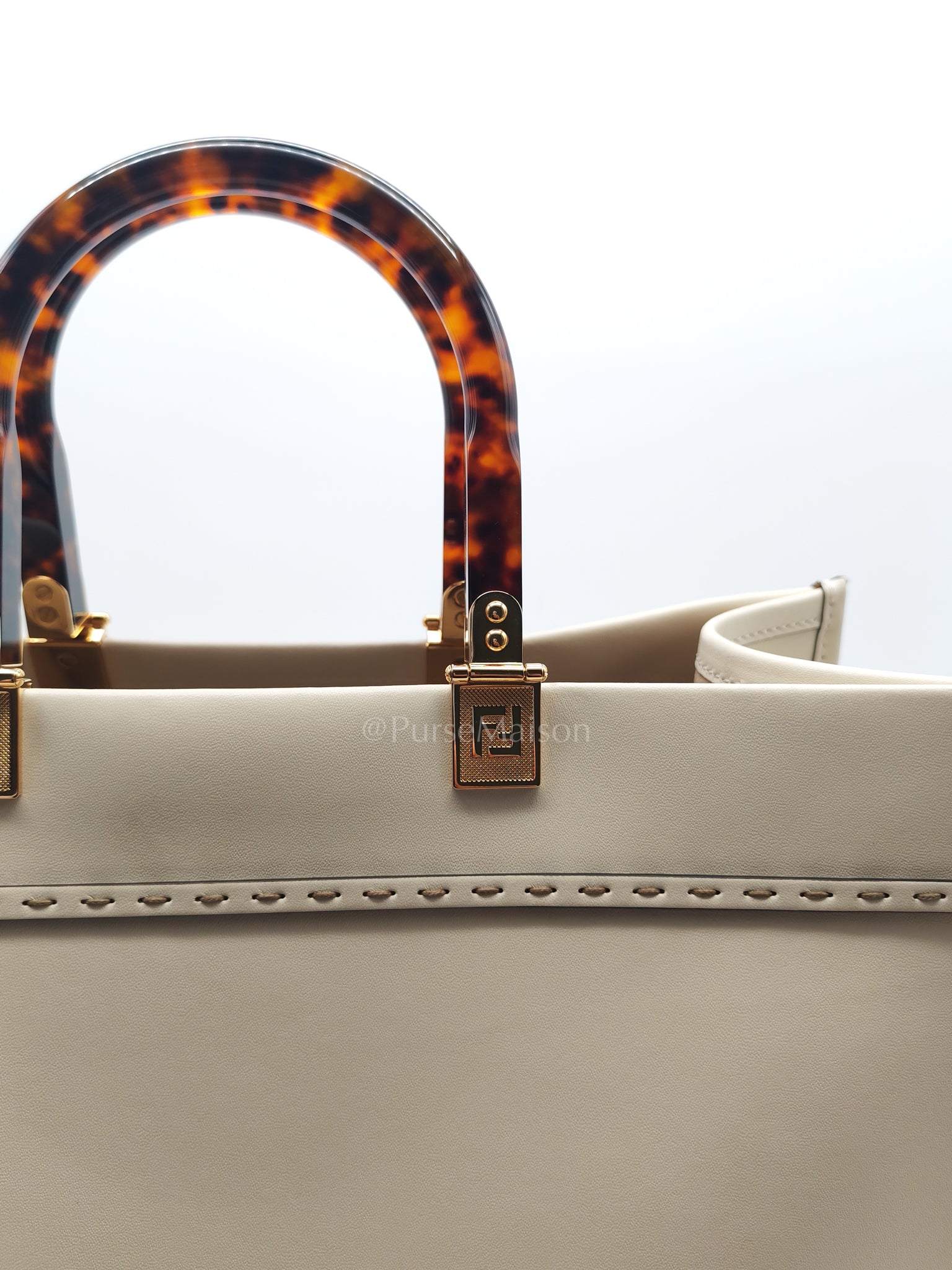 Sunshine Medium in White Smooth Calfskin Leather Tote Bag | Purse Maison Luxury Bags Shop