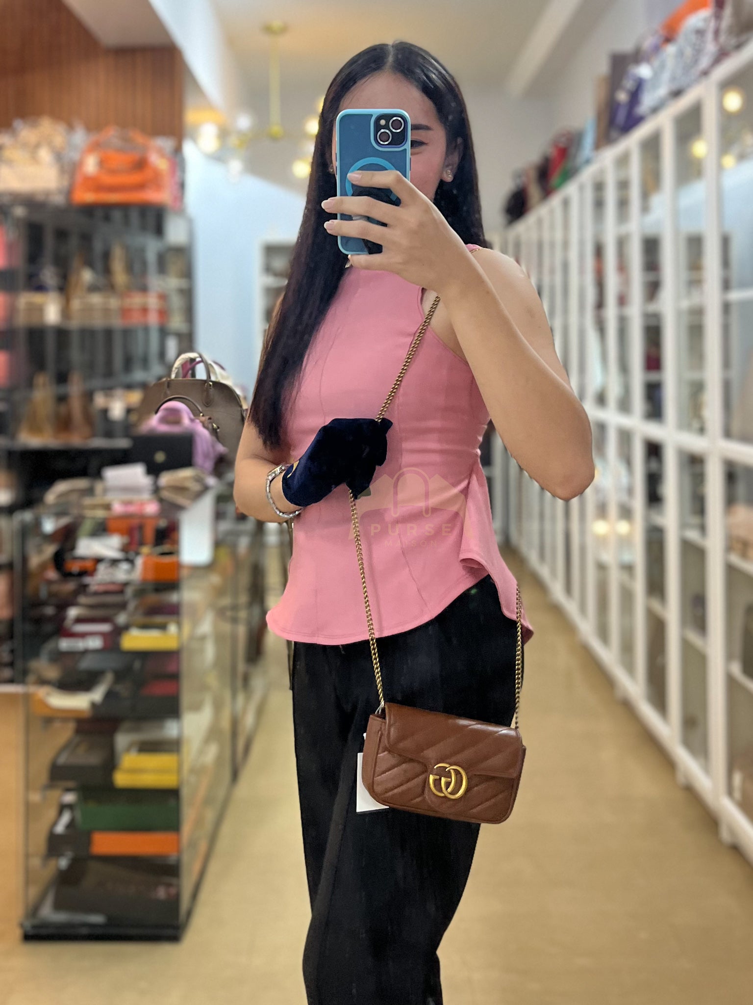 Super Mini Caramel Brown Marmont Chain Strap | Purse Maison Luxury Bags Shop