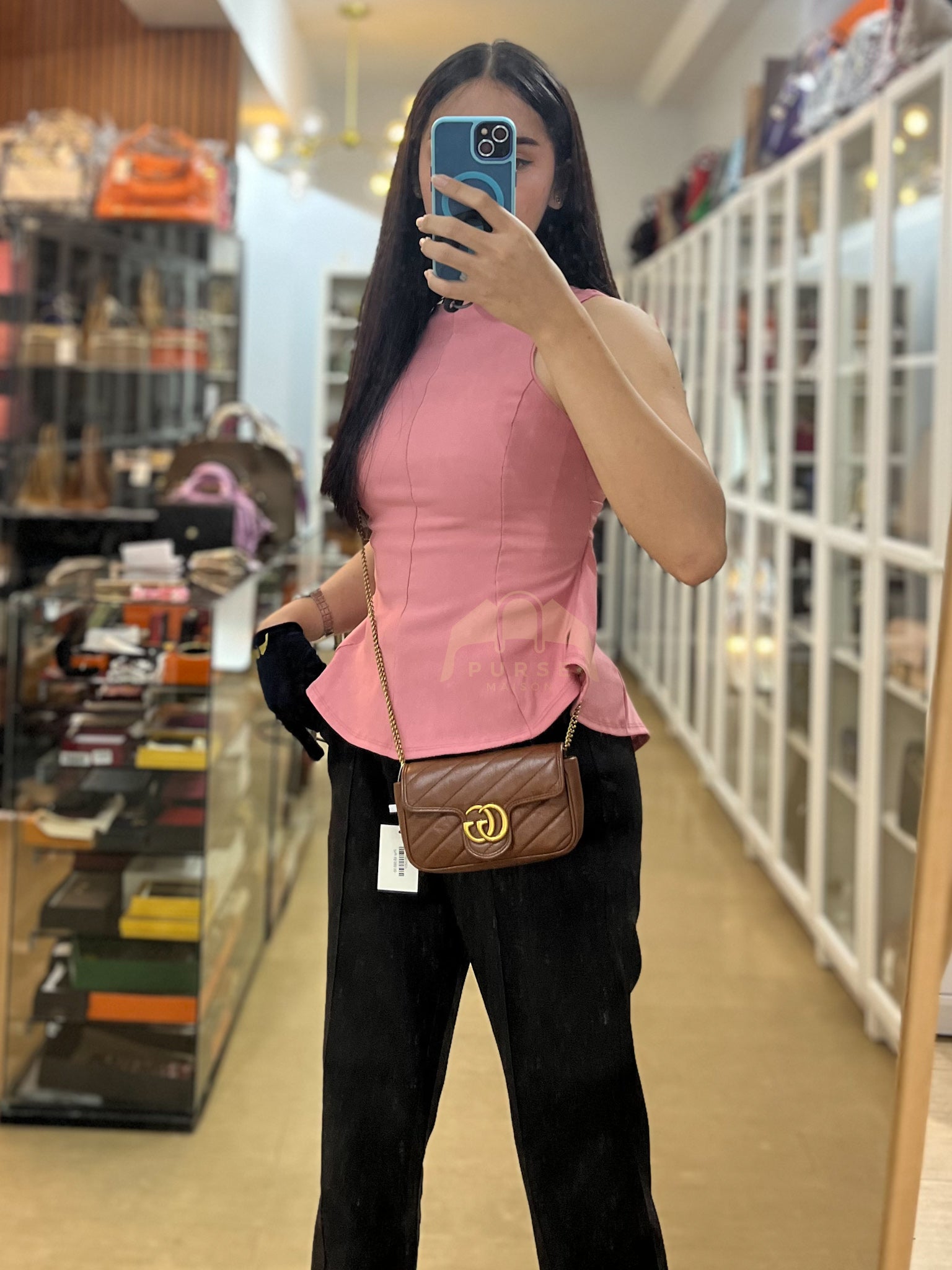 Super Mini Caramel Brown Marmont Chain Strap | Purse Maison Luxury Bags Shop