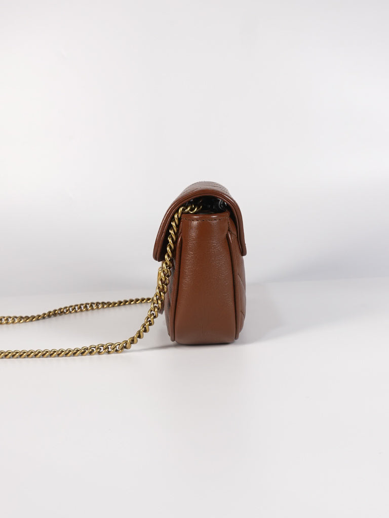 Super Mini Caramel Brown Marmont Chain Strap | Purse Maison Luxury Bags Shop