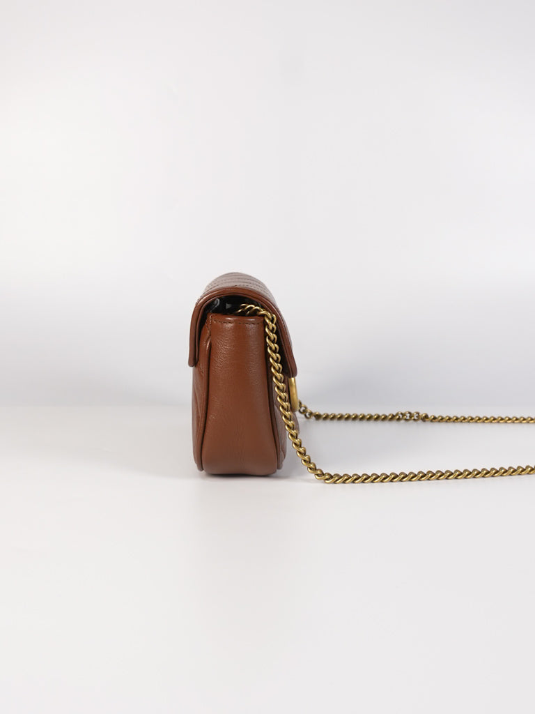 Super Mini Caramel Brown Marmont Chain Strap | Purse Maison Luxury Bags Shop