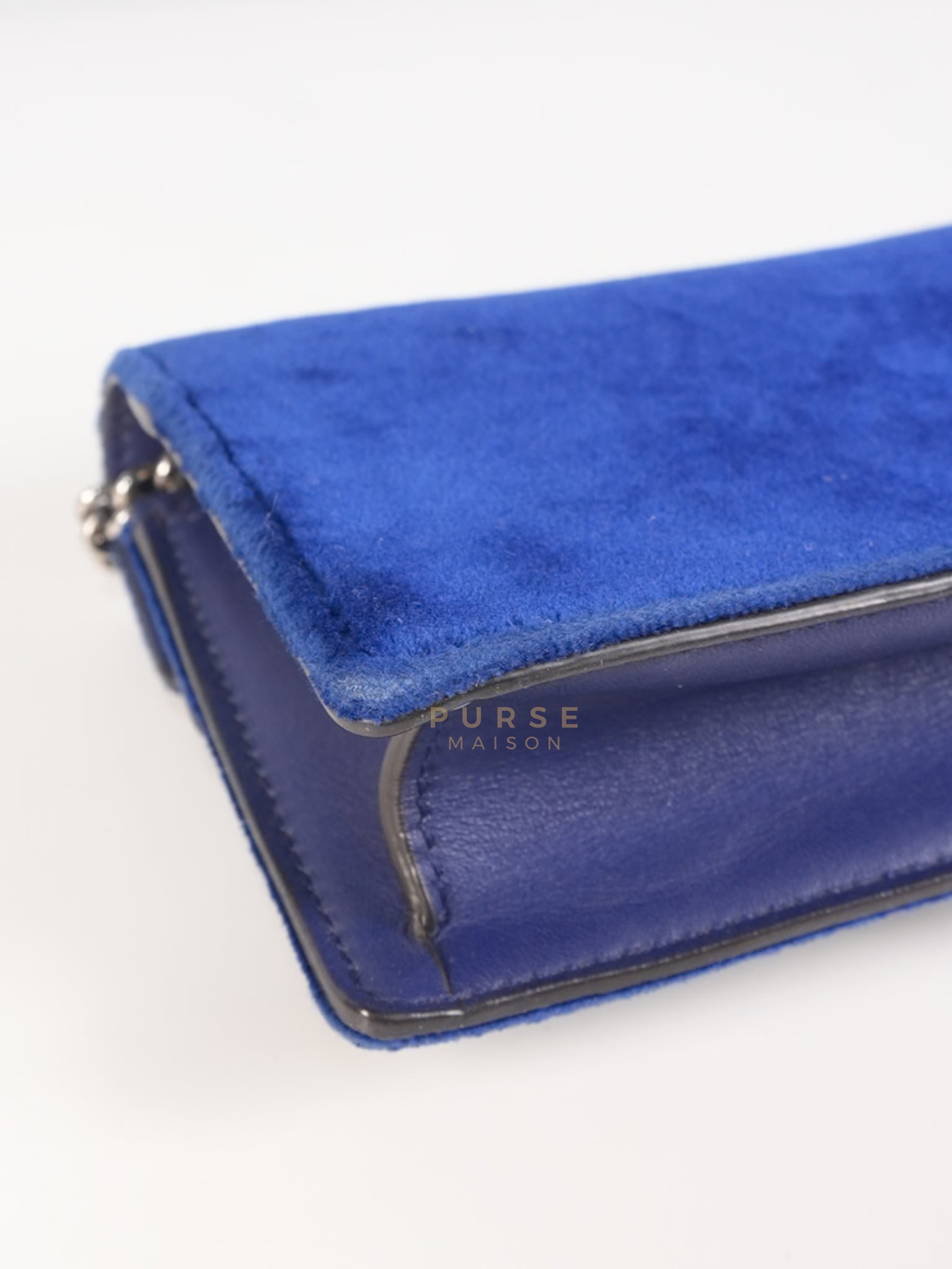 Super Mini Dionysus Blue Velvet Suede Leather Chain Bag | Purse Maison Luxury Bags Shop