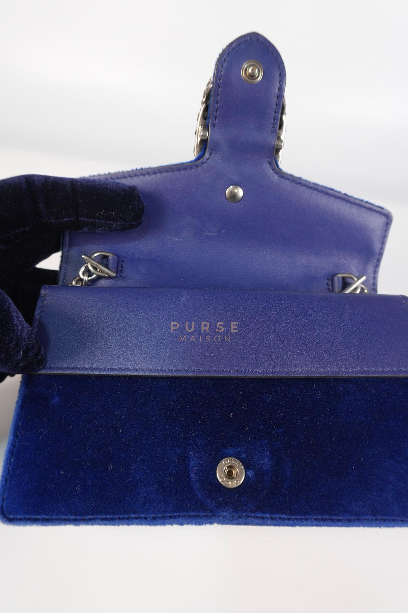 Super Mini Dionysus Blue Velvet Suede Leather Chain Bag | Purse Maison Luxury Bags Shop