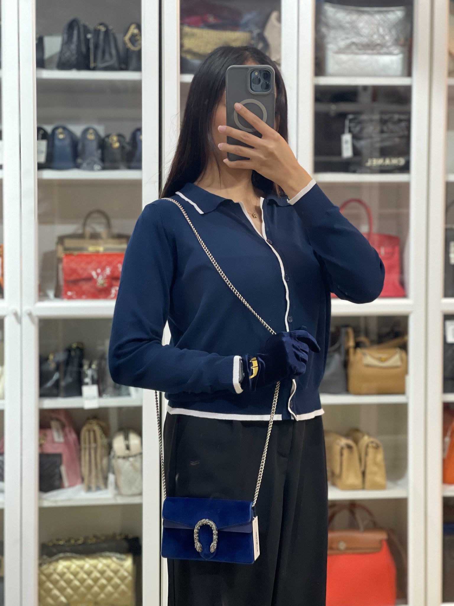 Super Mini Dionysus Blue Velvet Suede Leather Chain Bag | Purse Maison Luxury Bags Shop