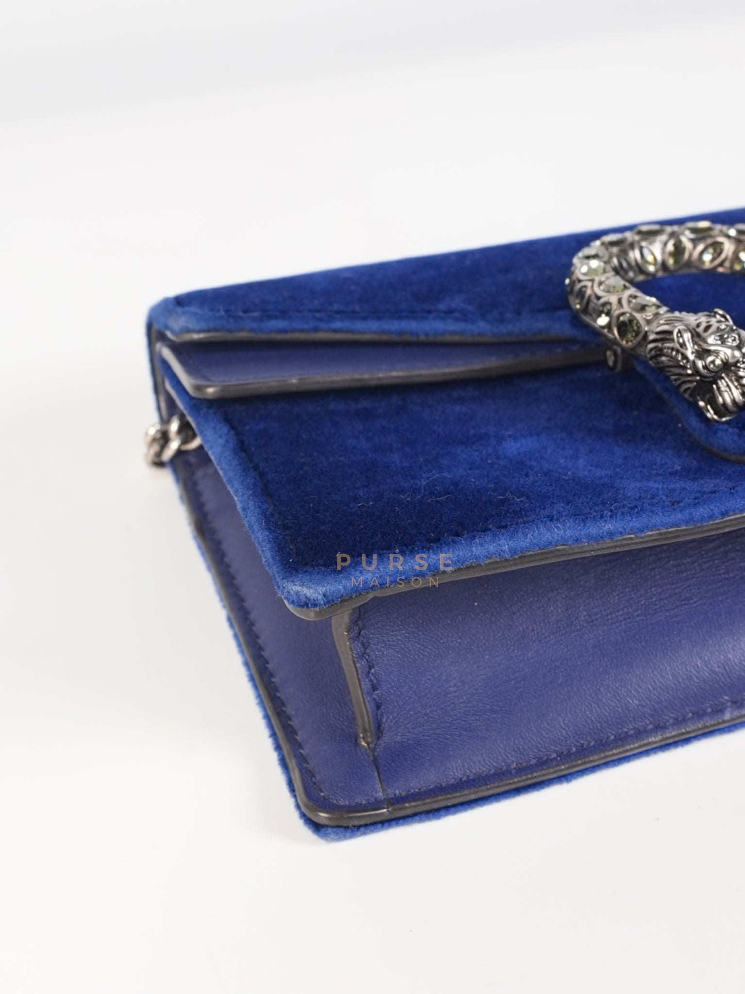 Super Mini Dionysus Blue Velvet Suede Leather Chain Bag | Purse Maison Luxury Bags Shop