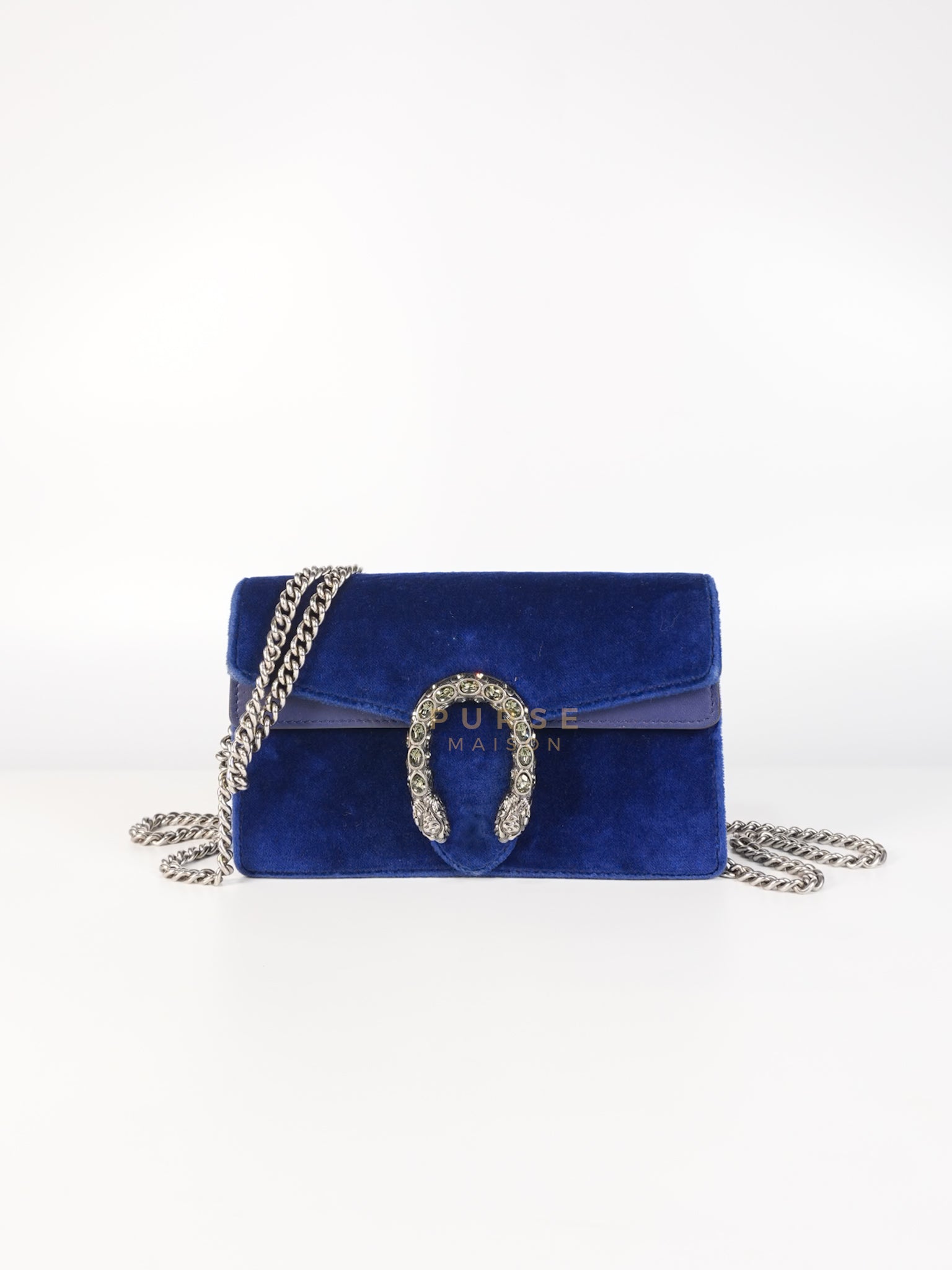 Super Mini Dionysus Blue Velvet Suede Leather Chain Bag | Purse Maison Luxury Bags Shop