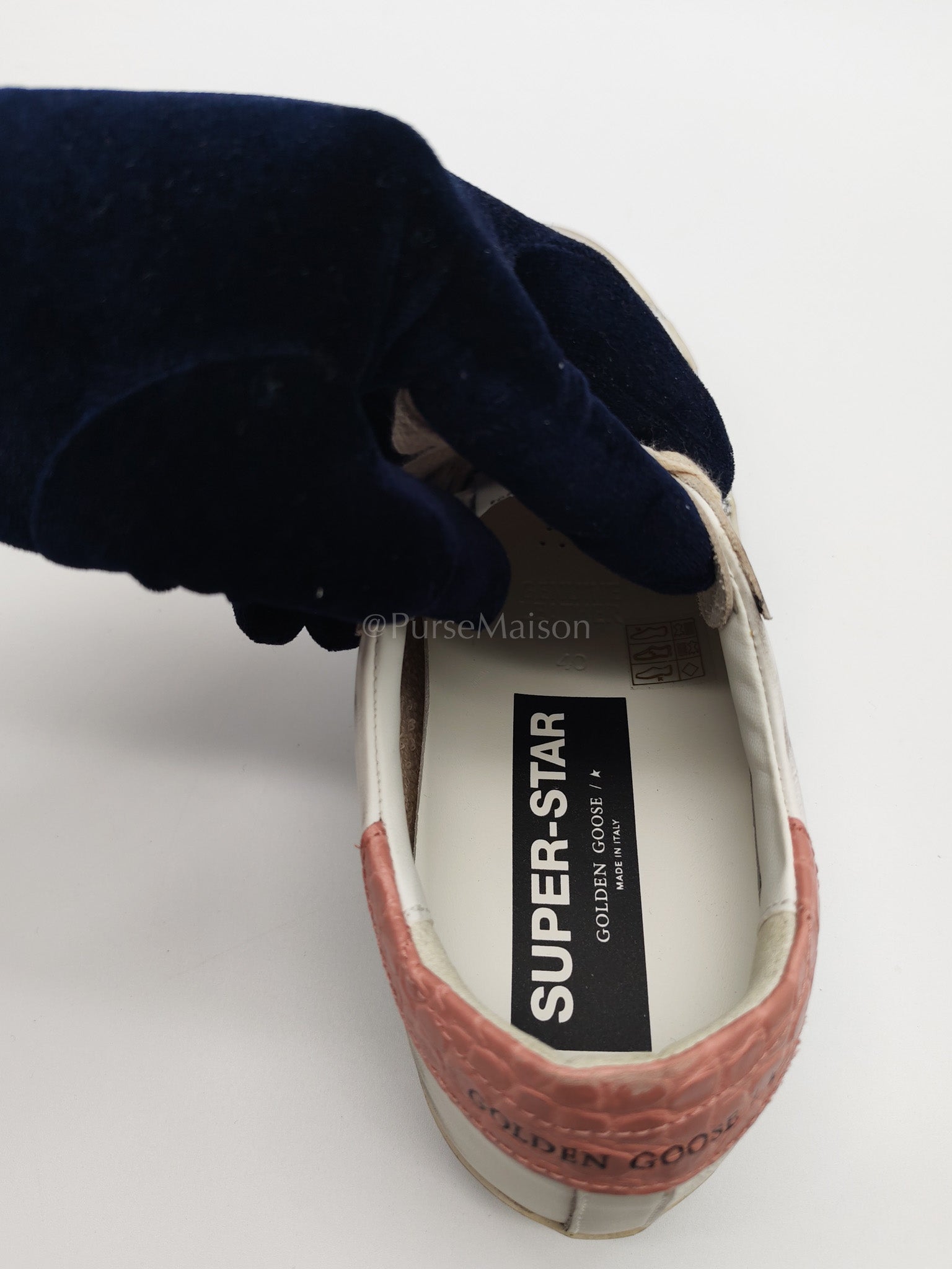 Superstar Sneakers and Pink Crocodile Effect-Leather Heel Counter Size 40 EU(26cm) | Purse Maison Luxury Bags Shop