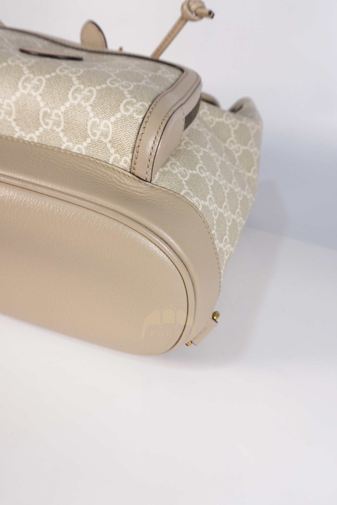 Supreme Logo Drawstring in Beige Canvas Backpack | Purse Maison Luxury Bags Shop