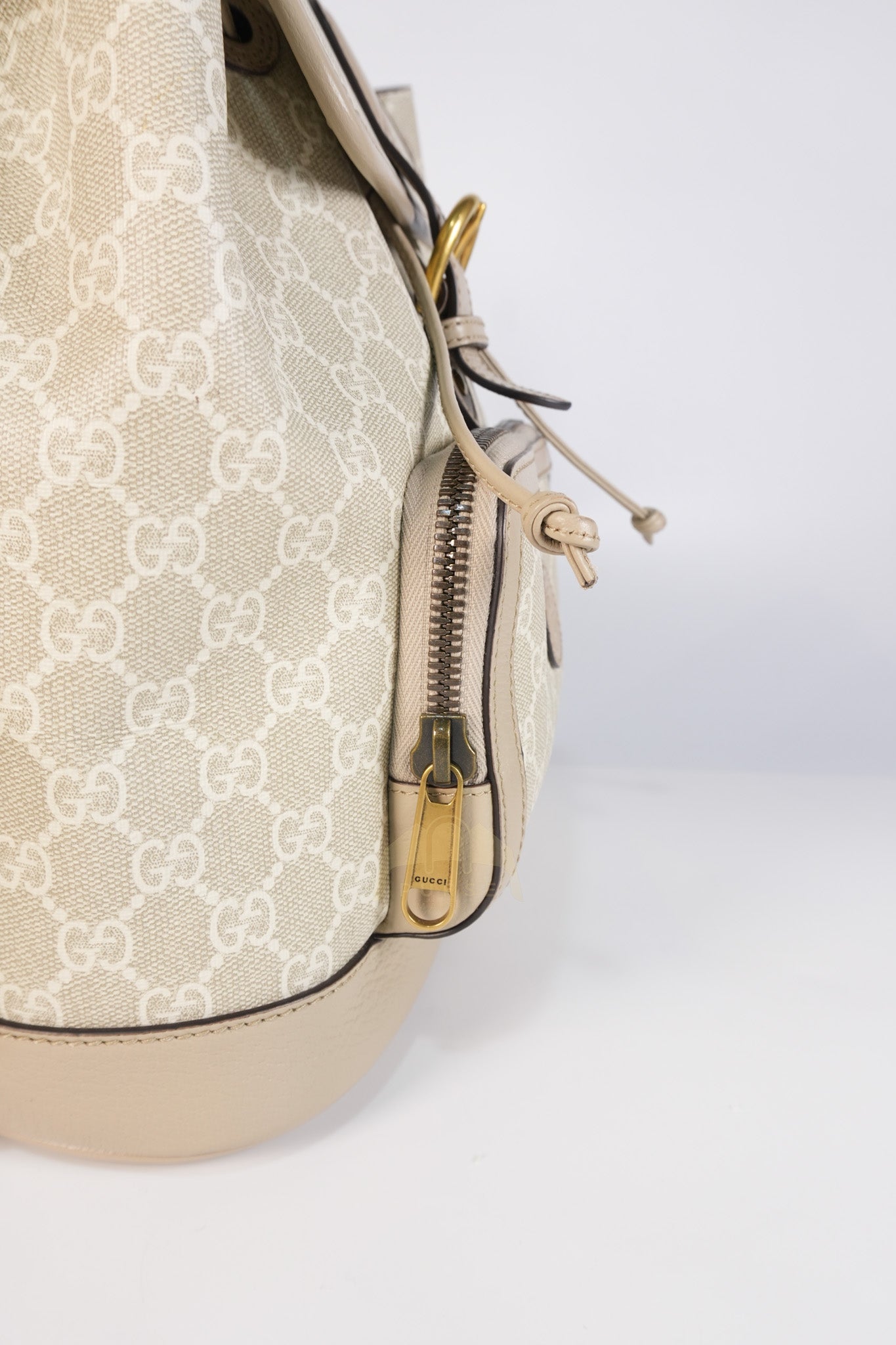 Supreme Logo Drawstring in Beige Canvas Backpack | Purse Maison Luxury Bags Shop