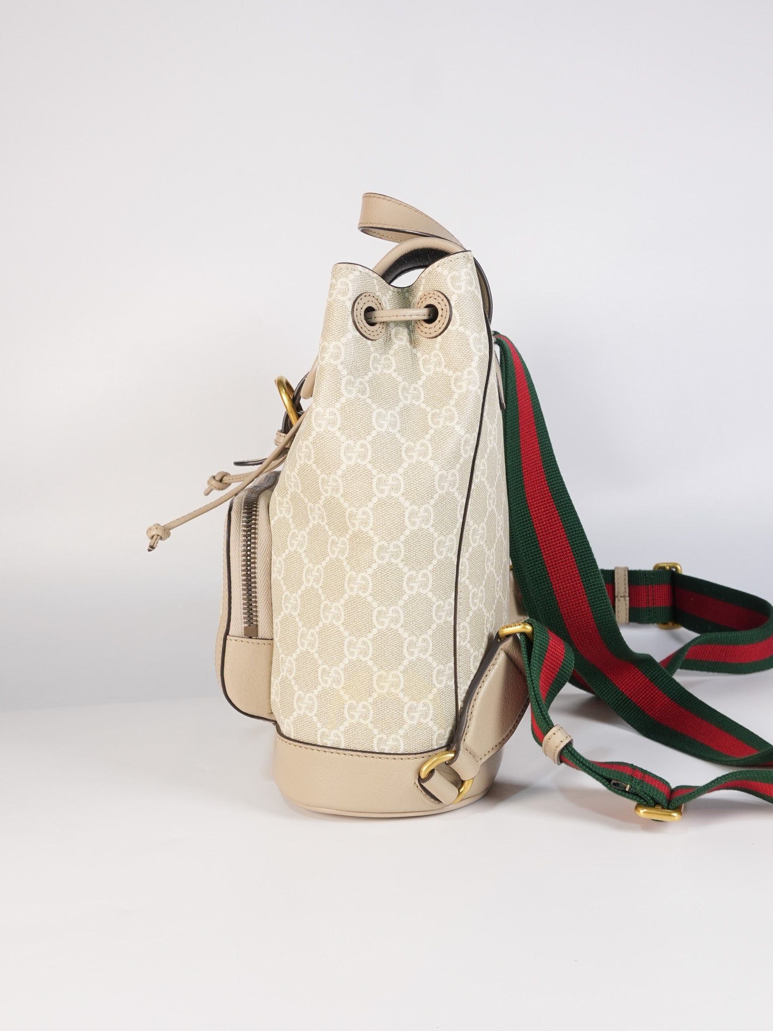 Supreme Logo Drawstring in Beige Canvas Backpack | Purse Maison Luxury Bags Shop