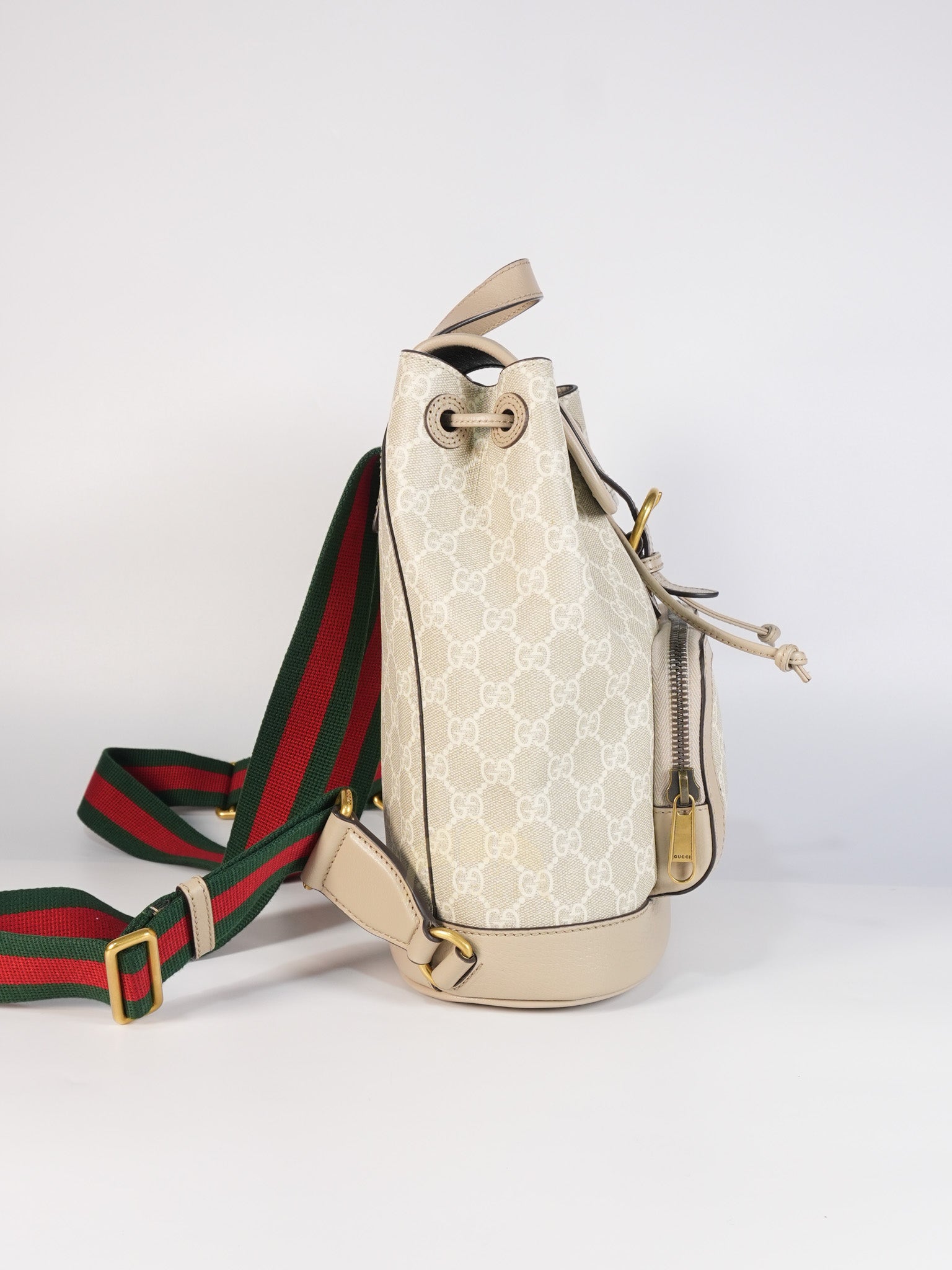 Supreme Logo Drawstring in Beige Canvas Backpack | Purse Maison Luxury Bags Shop