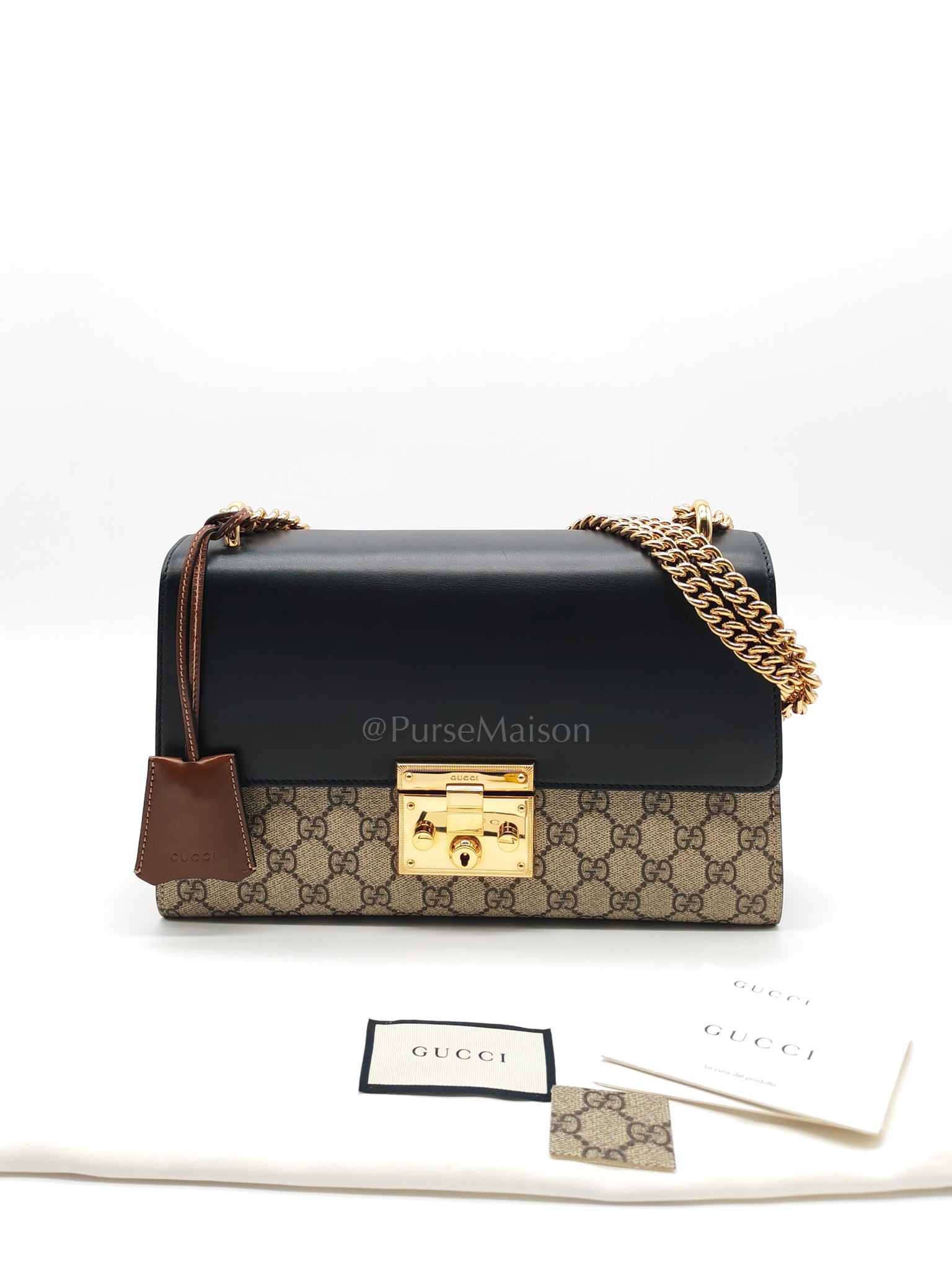 Supreme Padlock Medium Shoulder Bag in GG Supreme Canvas & Gold Hardware | Purse Maison Luxury Bags Shop