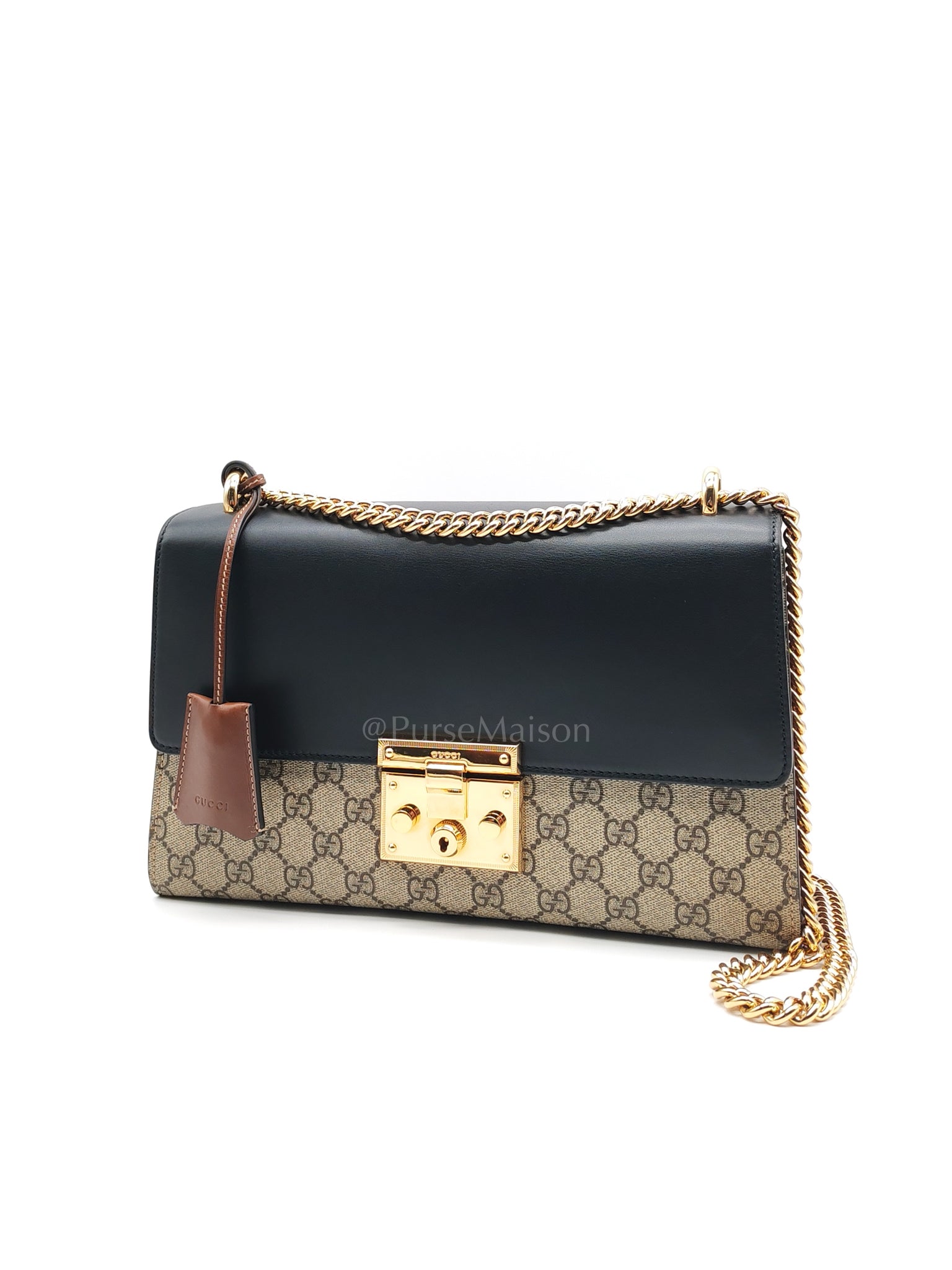 Supreme Padlock Medium Shoulder Bag in GG Supreme Canvas & Gold Hardware | Purse Maison Luxury Bags Shop