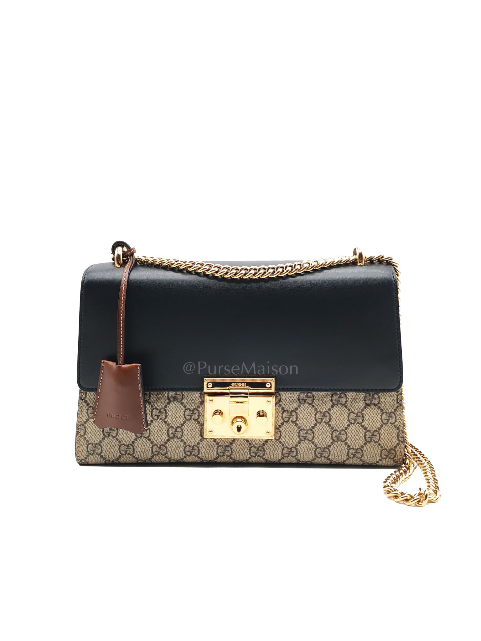 Supreme Padlock Medium Shoulder Bag in GG Supreme Canvas & Gold Hardware | Purse Maison Luxury Bags Shop