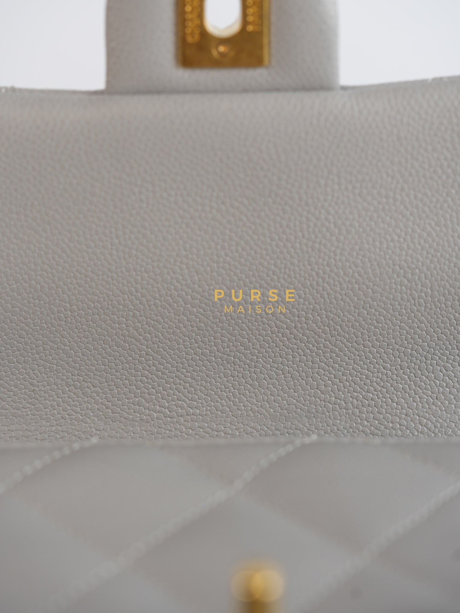 Sweetheart Flap Light Gray in Quilted Caviar Leather & Aged Gold Hardware (Microchip) | Purse Maison Luxury Bags Shop