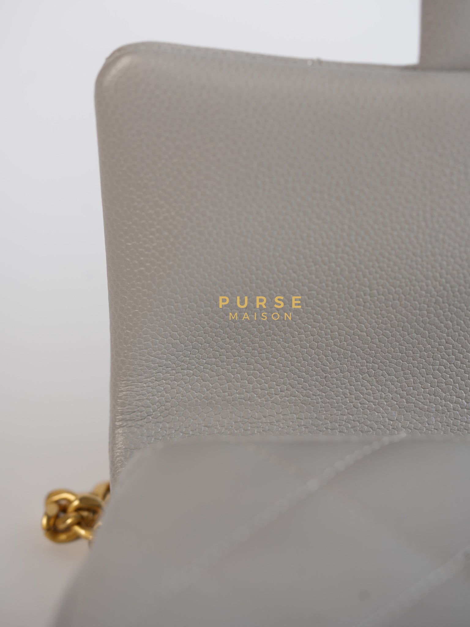 Sweetheart Flap Light Gray in Quilted Caviar Leather & Aged Gold Hardware (Microchip) | Purse Maison Luxury Bags Shop