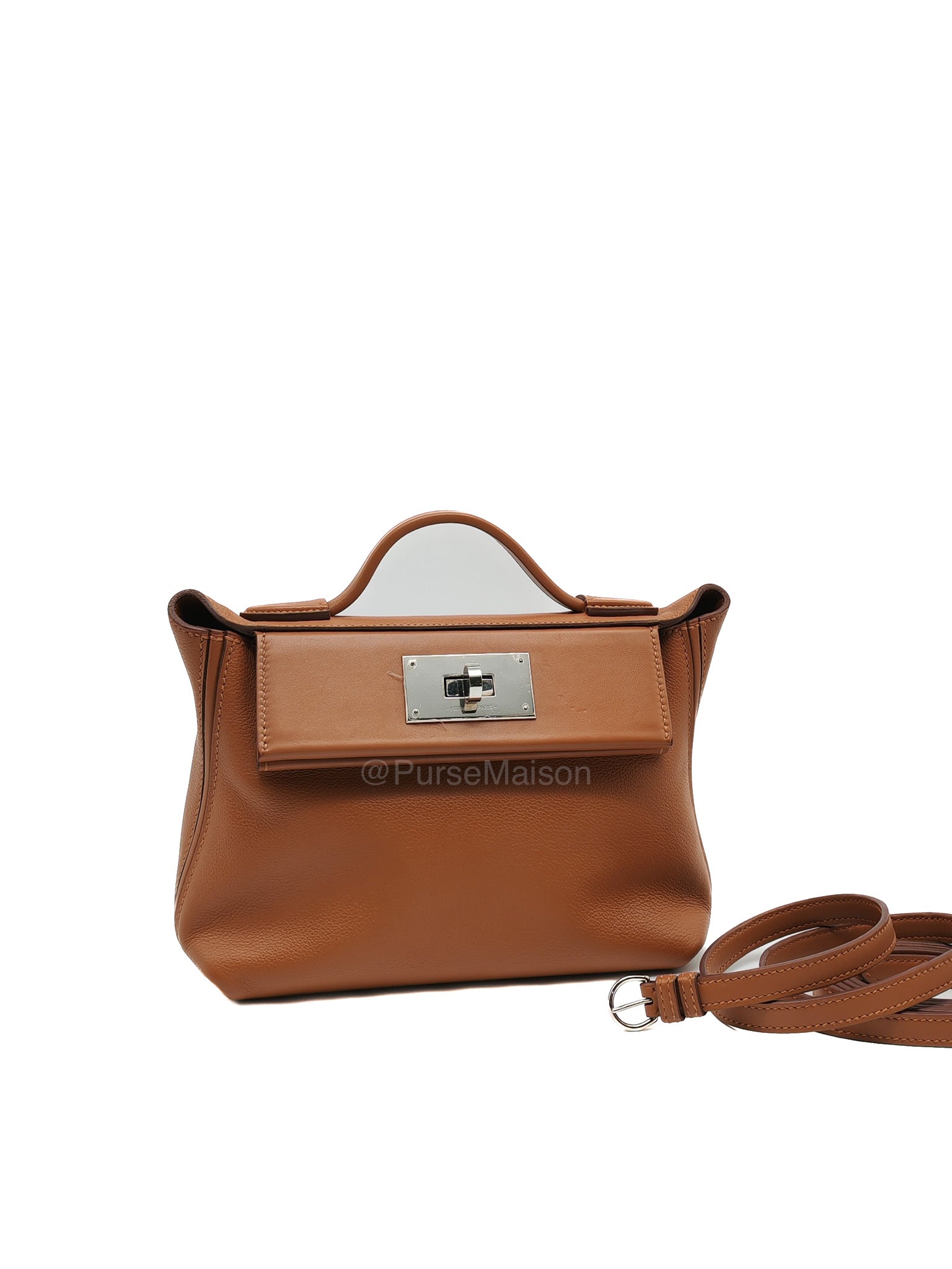 Hermes 24/24 Mini 21 in Gold Evercolor Leather Palladium Hardware Stamp U(2022)