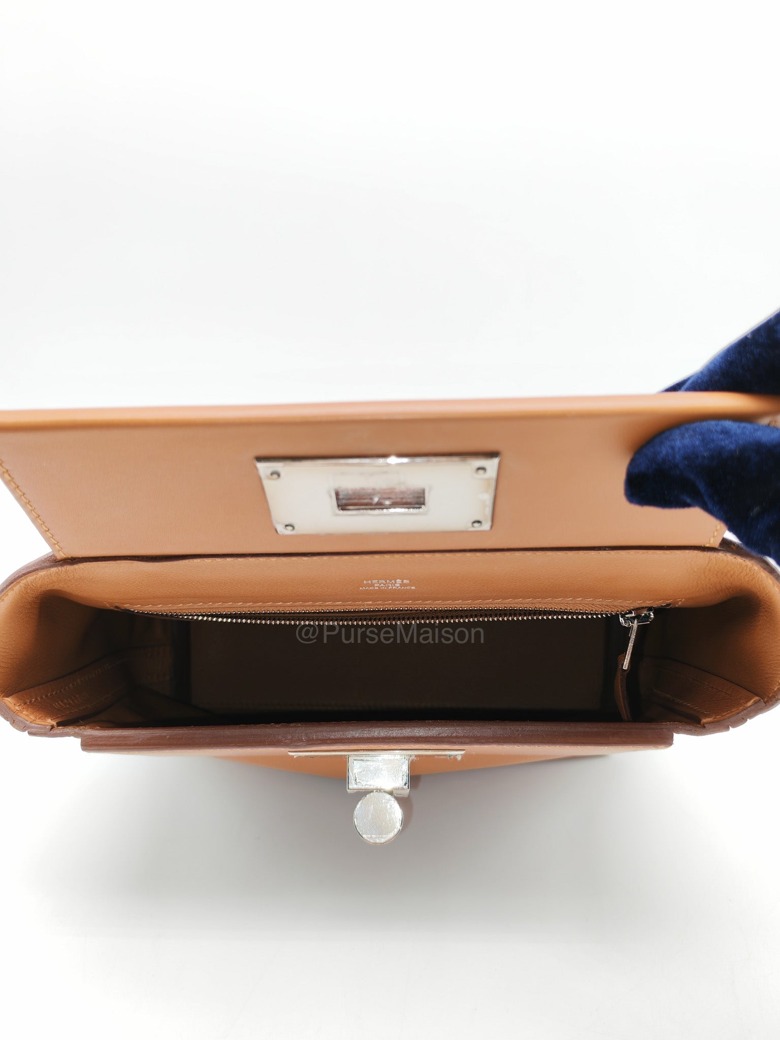 Hermes 24/24 Mini 21 in Gold Evercolor Leather Palladium Hardware Stamp U(2022)