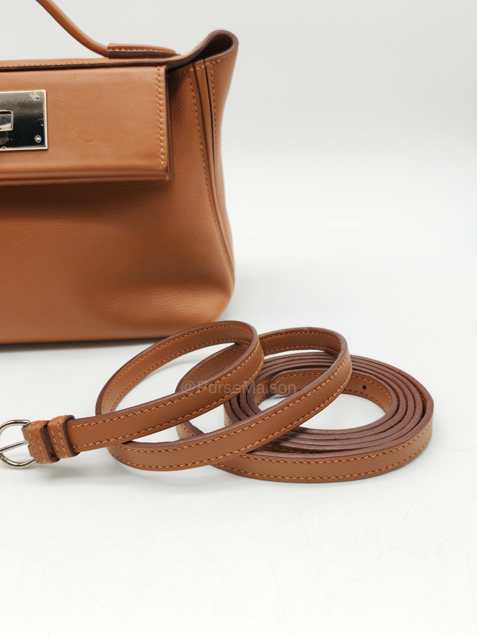 Hermes 24/24 Mini 21 in Gold Evercolor Leather Palladium Hardware Stamp U(2022)