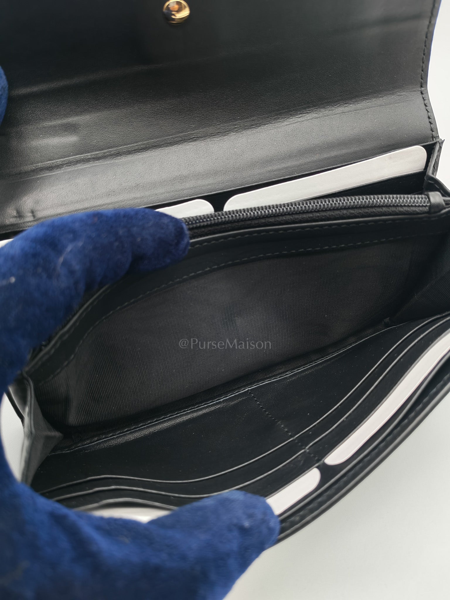 Gucci Sylvie Continental Wallet in Black Leather & Web Canvas