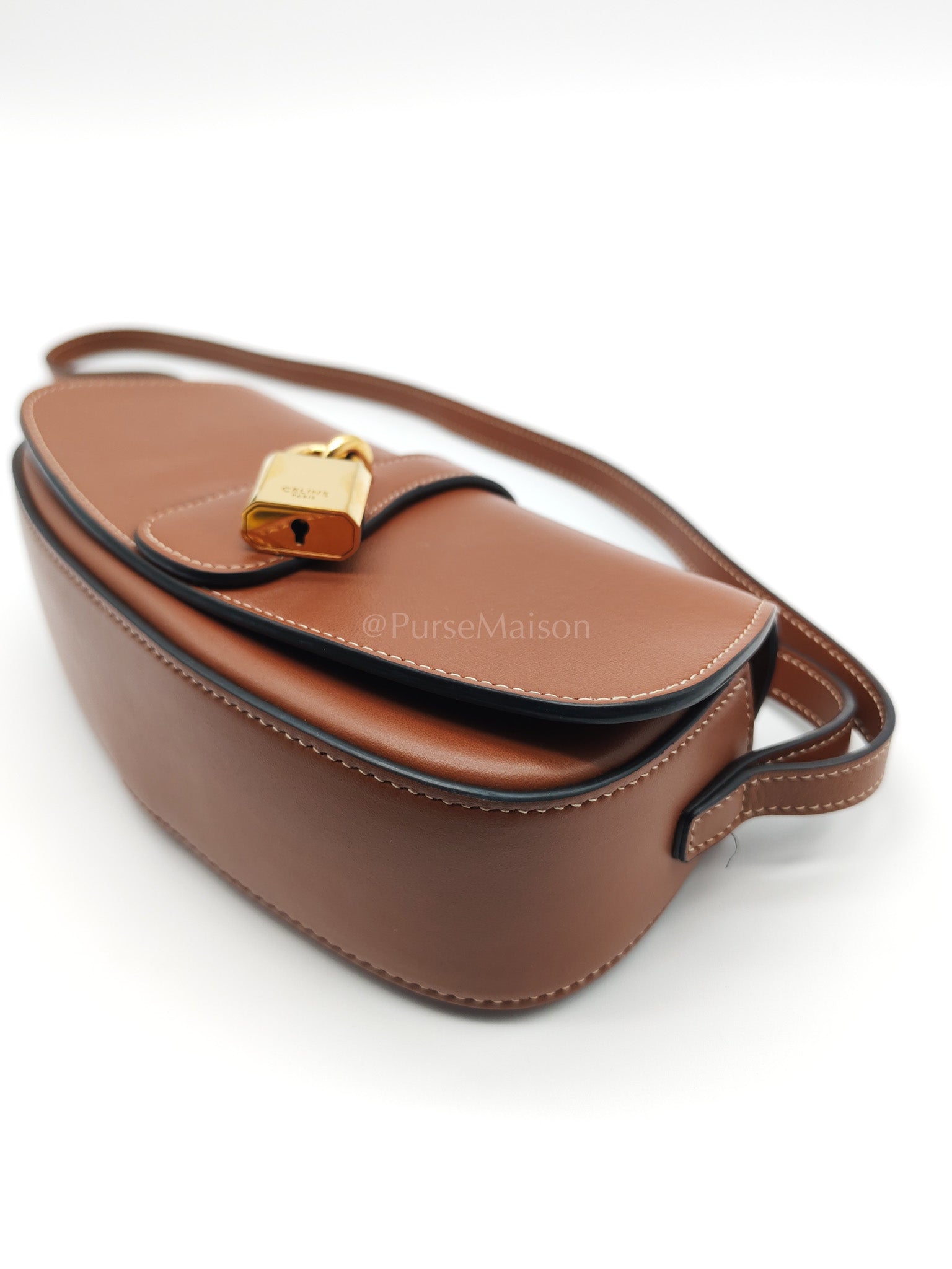 Tabou Clutch on Strap in Dark Tan Smooth Calfskin Leather | Purse Maison Luxury Bags Shop