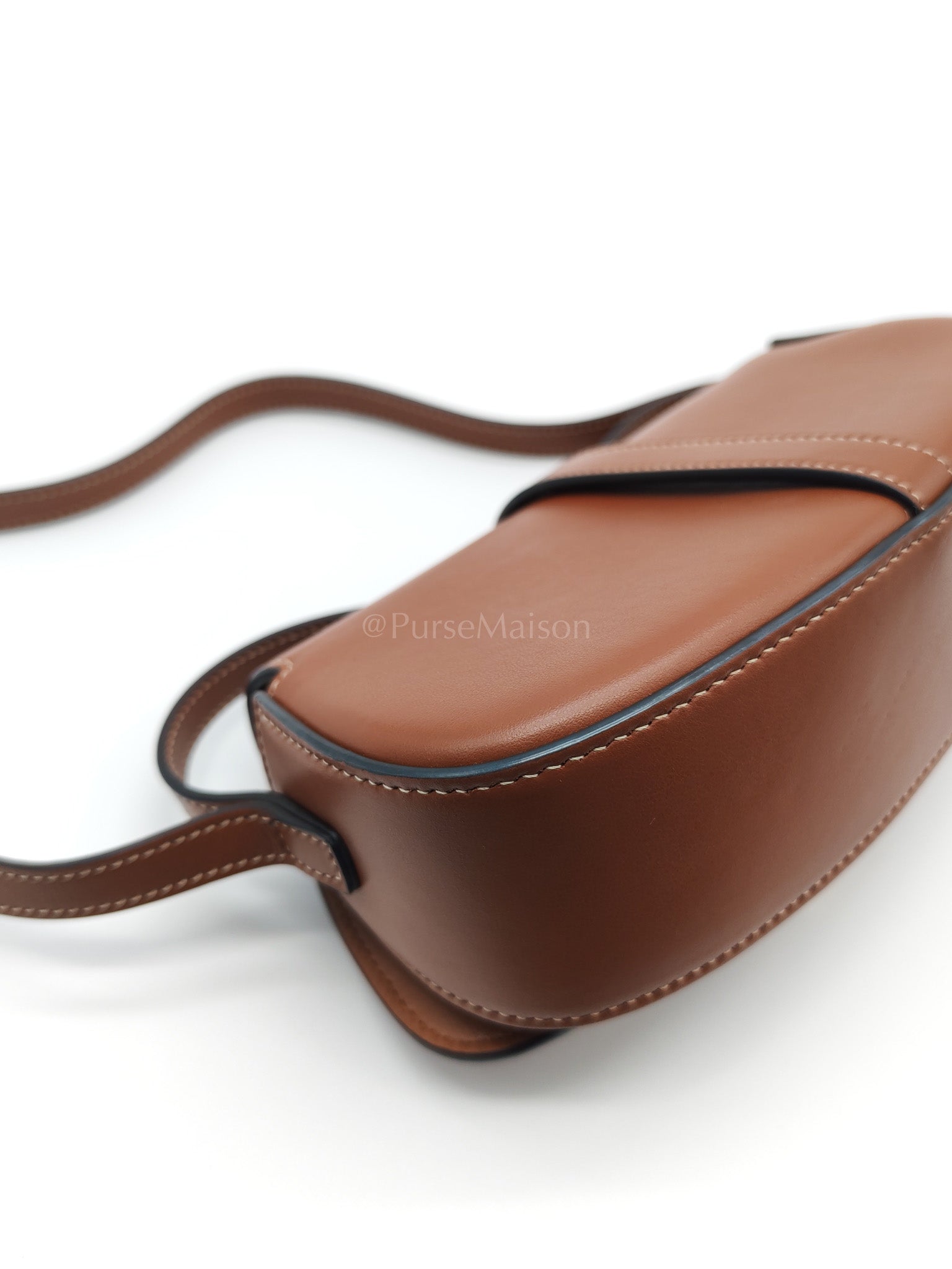 Tabou Clutch on Strap in Dark Tan Smooth Calfskin Leather | Purse Maison Luxury Bags Shop
