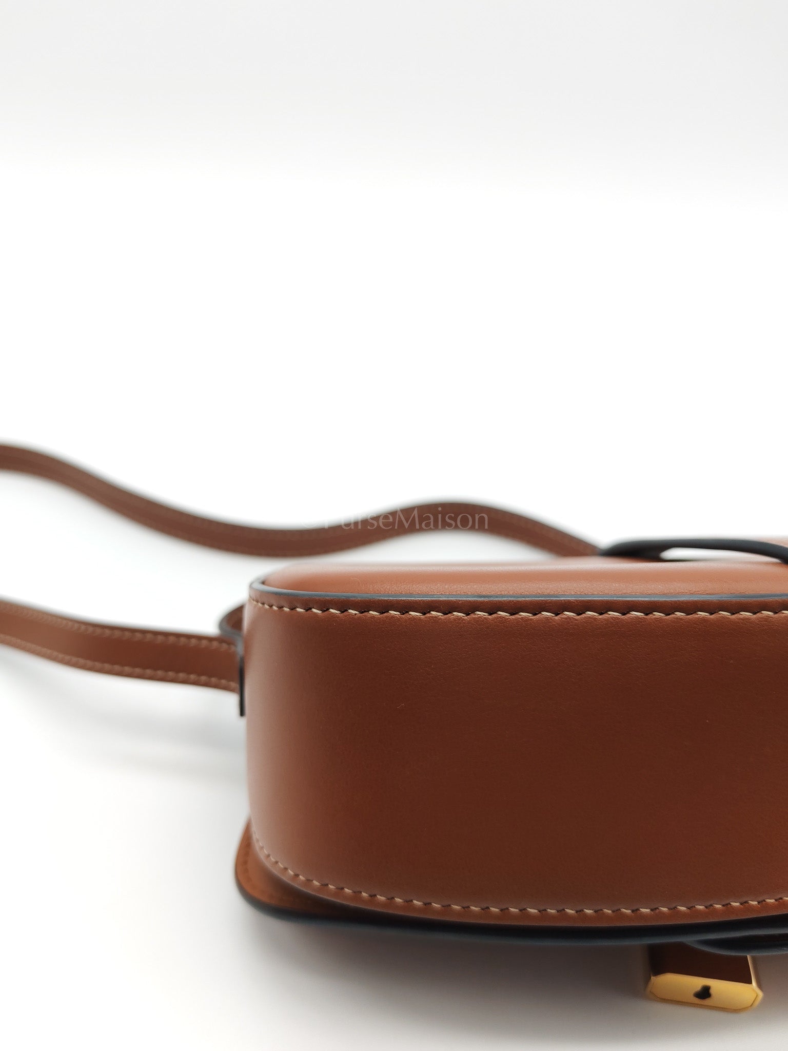 Tabou Clutch on Strap in Dark Tan Smooth Calfskin Leather | Purse Maison Luxury Bags Shop