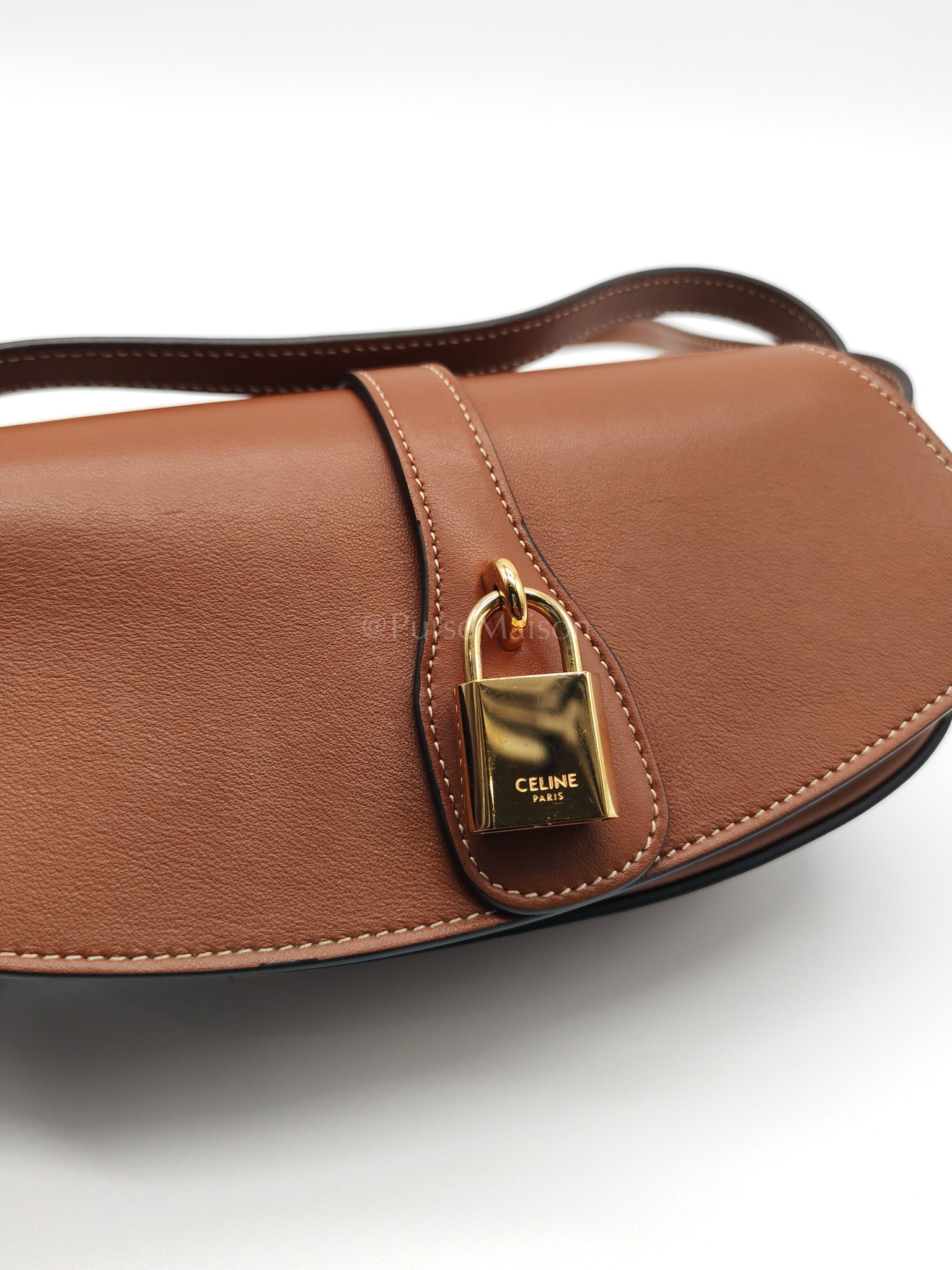Tabou Clutch on Strap in Dark Tan Smooth Calfskin Leather | Purse Maison Luxury Bags Shop