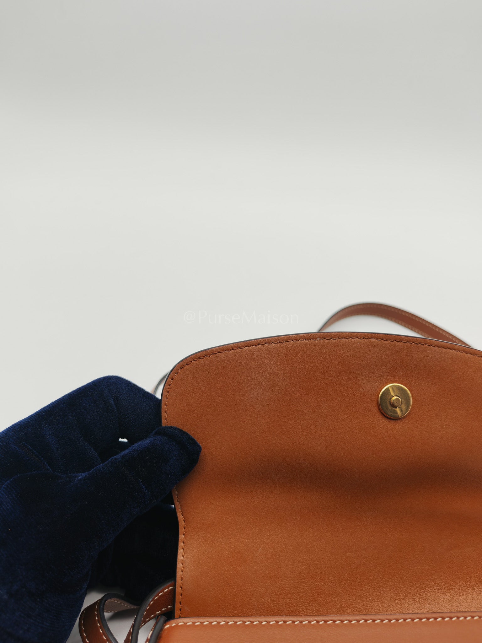 Tabou Clutch on Strap in Dark Tan Smooth Calfskin Leather | Purse Maison Luxury Bags Shop