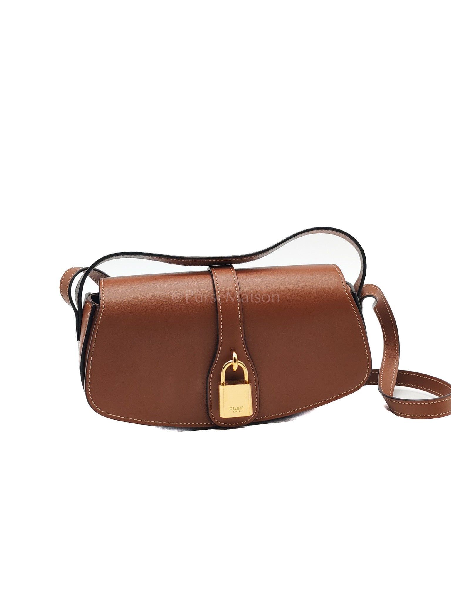 Tabou Clutch on Strap in Dark Tan Smooth Calfskin Leather | Purse Maison Luxury Bags Shop