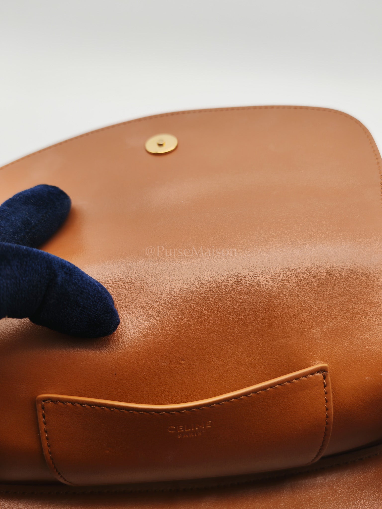 Tabou Clutch on Strap in Dark Tan Smooth Calfskin Leather | Purse Maison Luxury Bags Shop