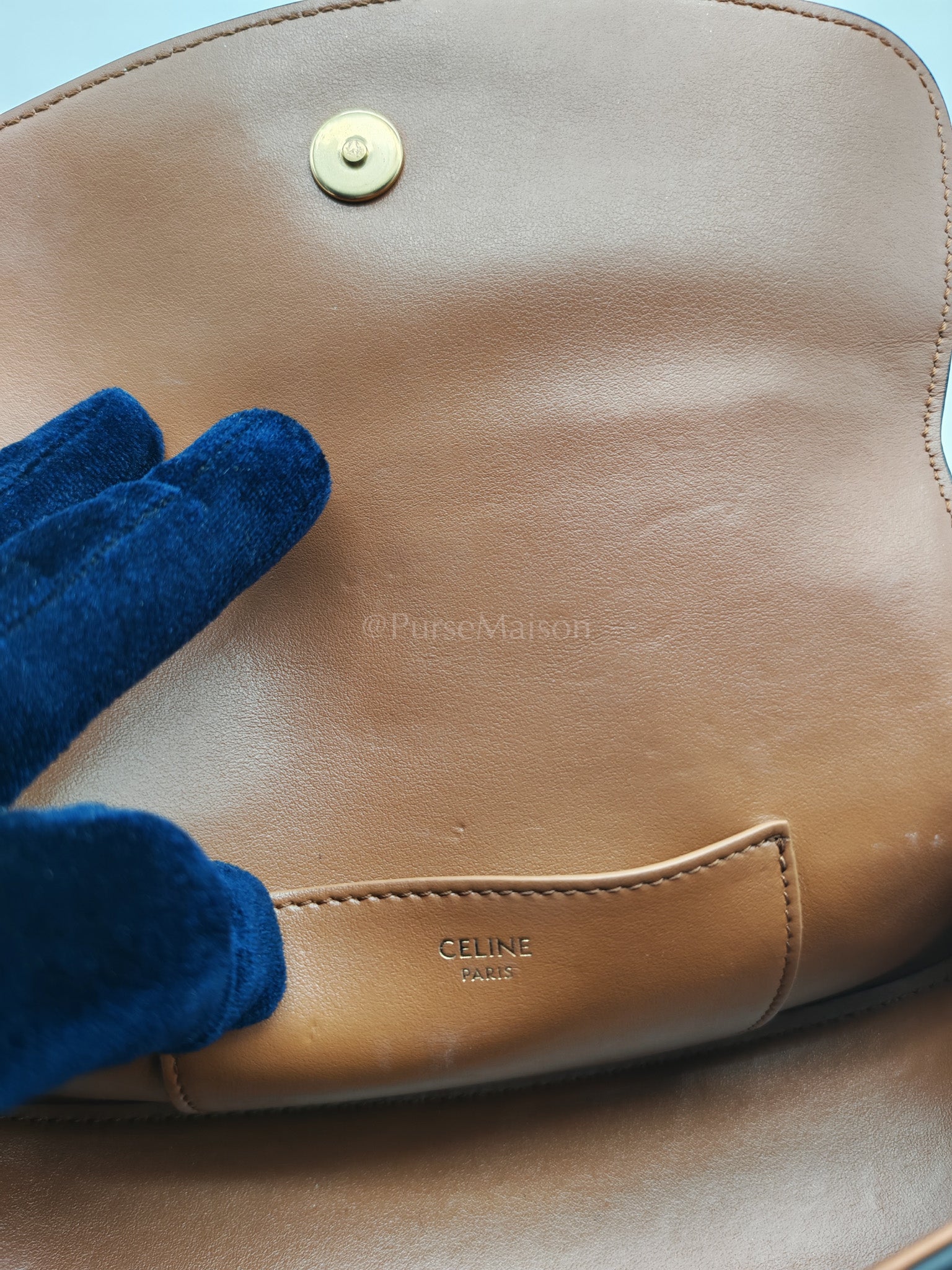 Tabou Clutch on Strap in Dark Tan Smooth Calfskin Leather | Purse Maison Luxury Bags Shop